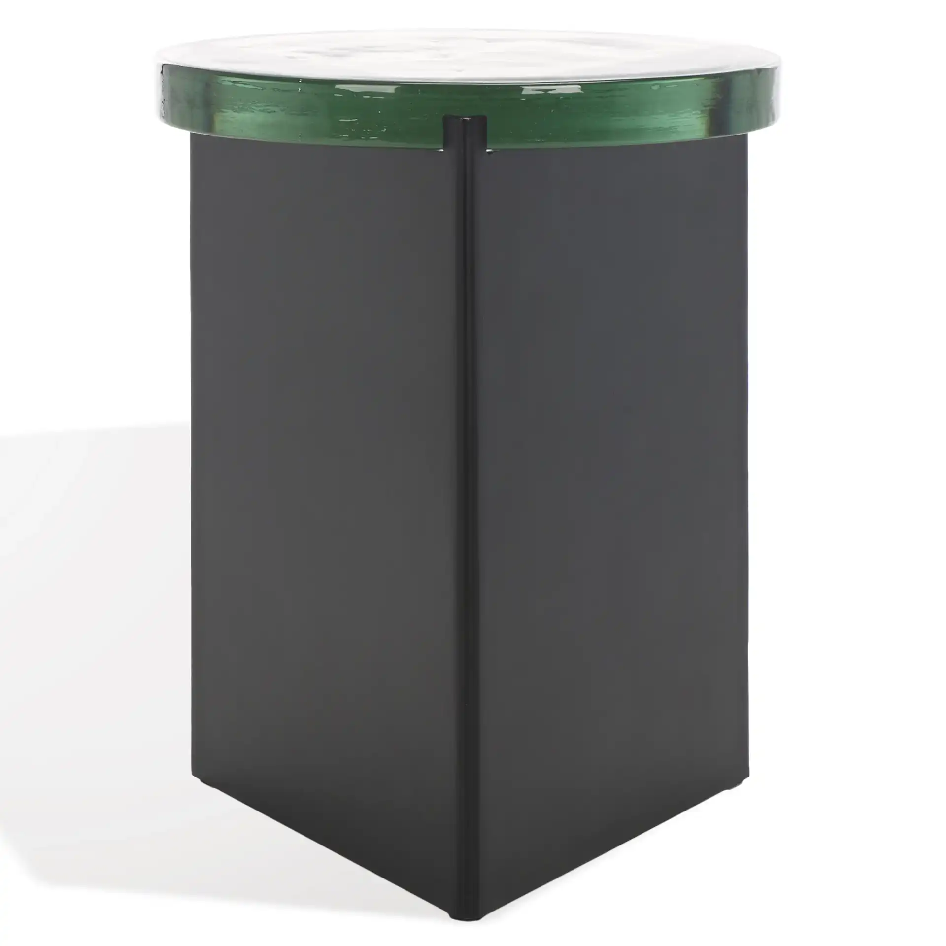 Marisella Cast Glass Accent Table in Black / Clear, detail view