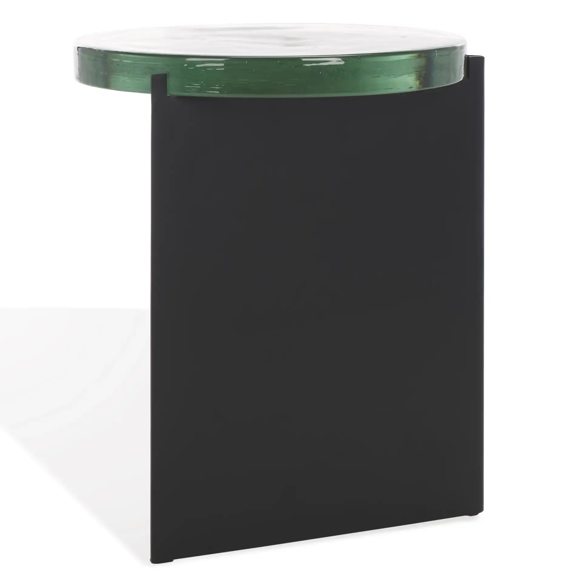 Marisella Cast Glass Accent Table in Black / Clear, detail view