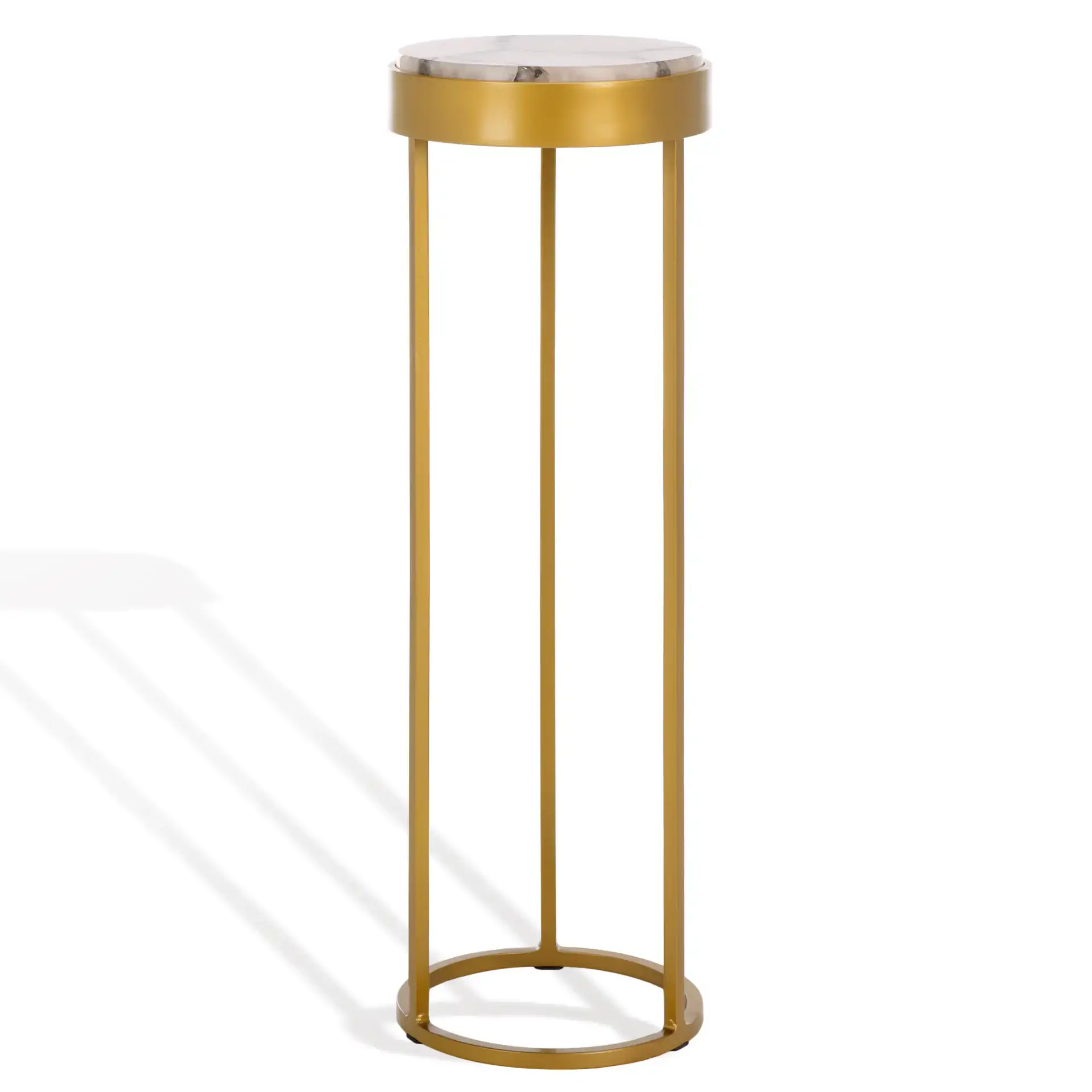 Hannahmarie Stone Drink Table in Gold / White, detail view