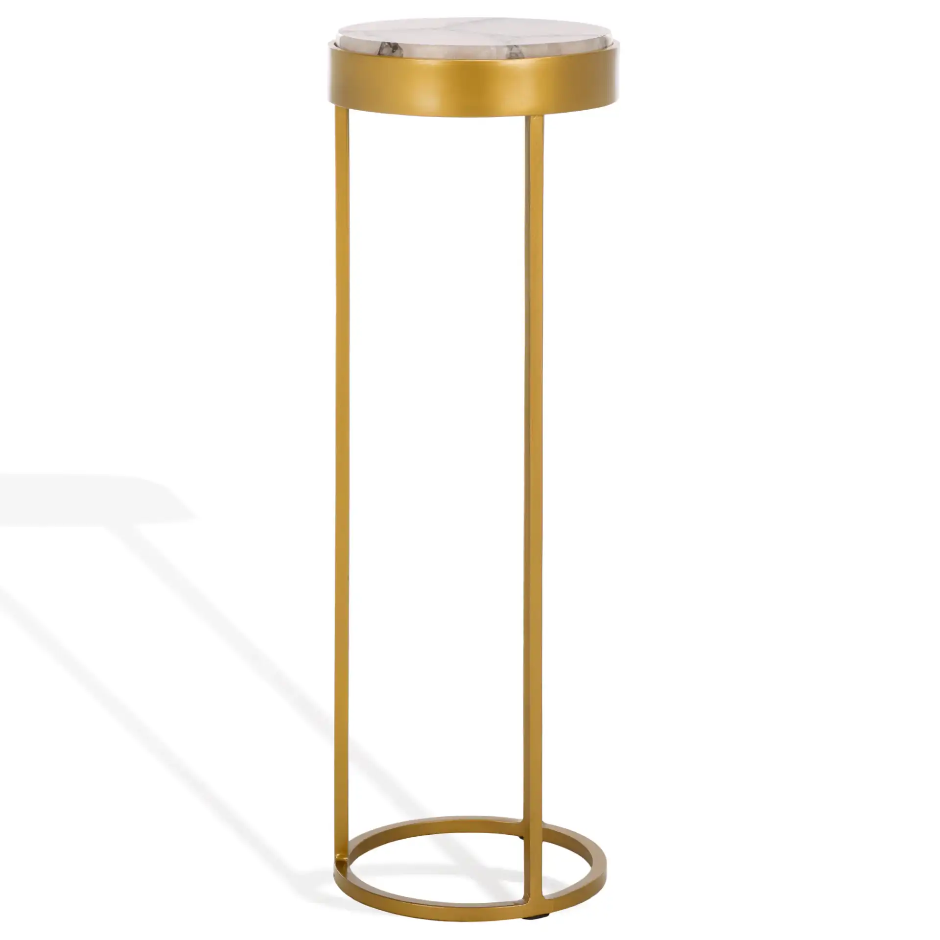 Hannahmarie Stone Drink Table in Gold / White, detail view
