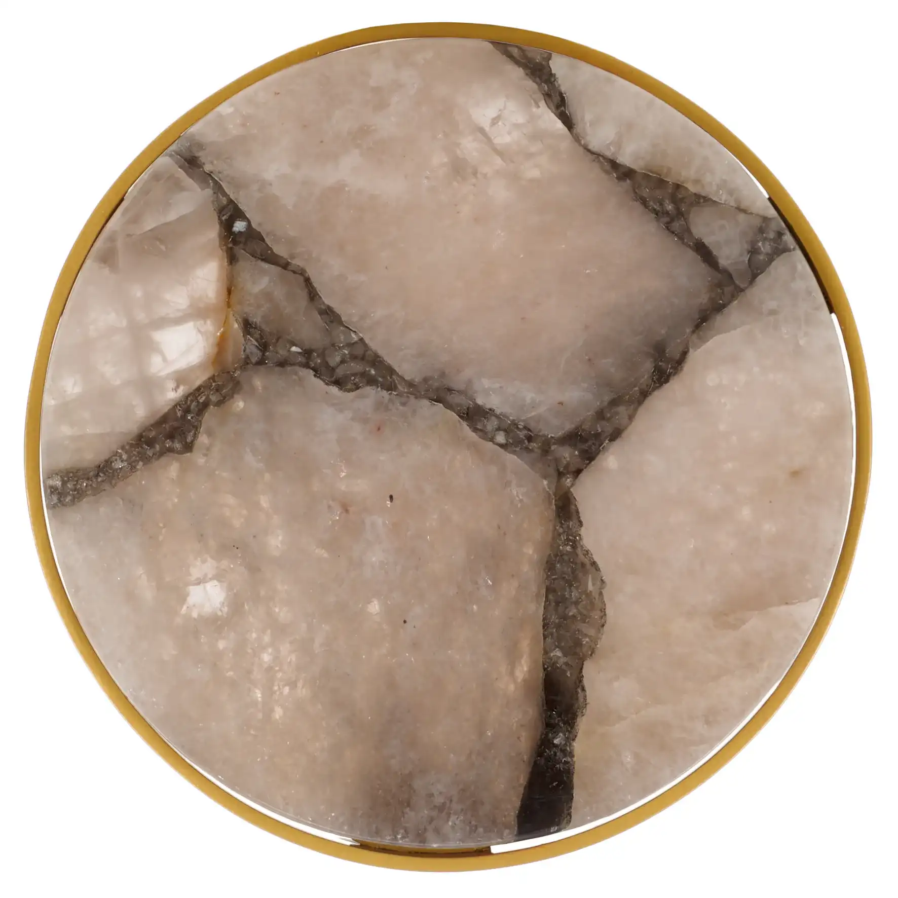 Hannahmarie Stone Drink Table in Gold / White, detail view