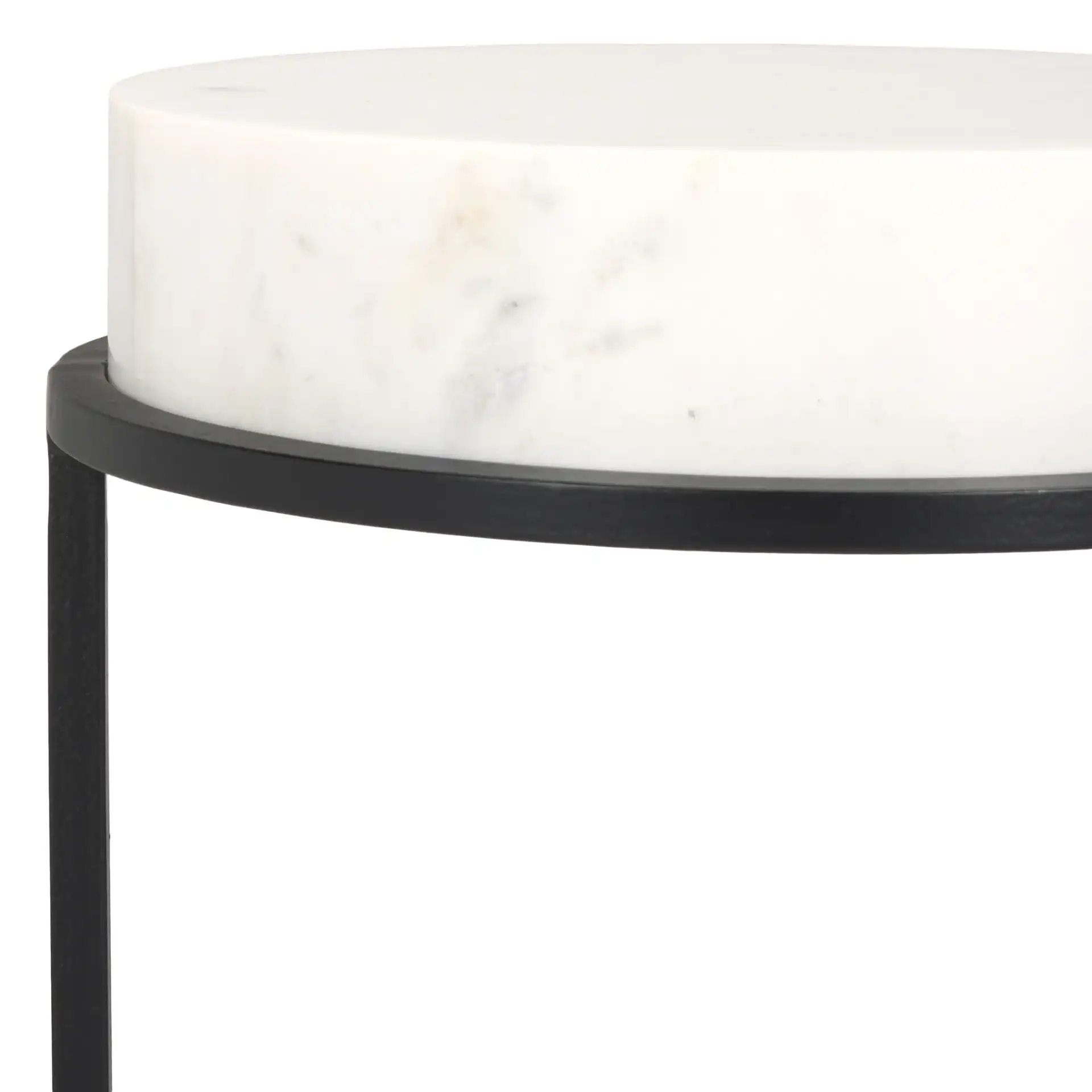Jennibelle Marble Drink Table in Black / White in a styled room