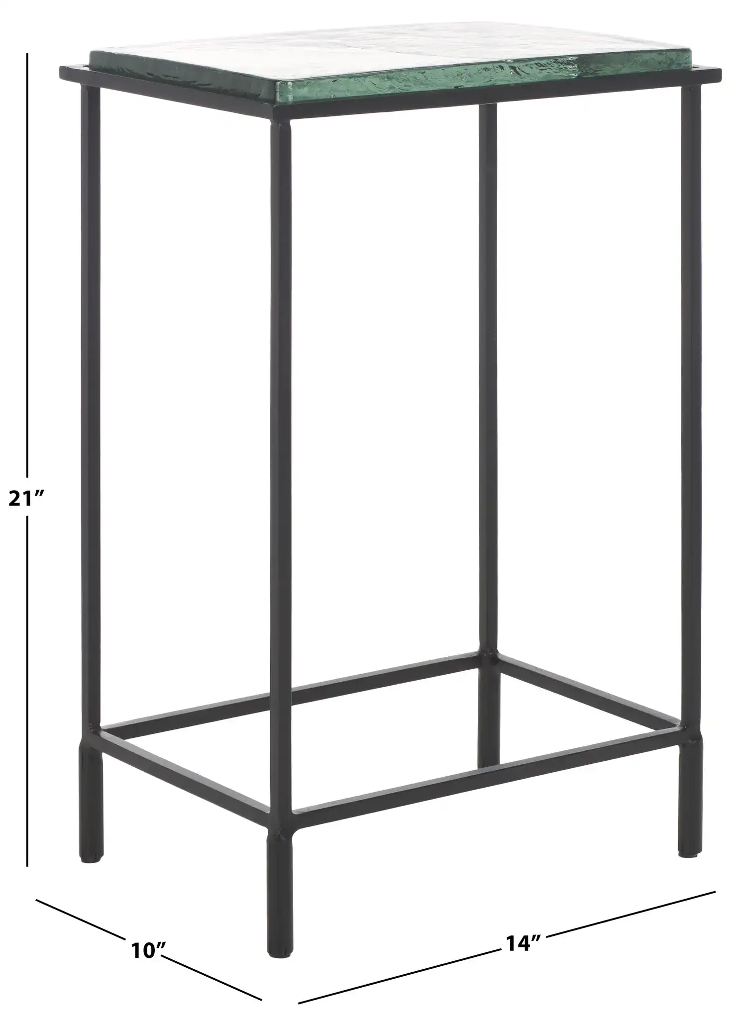 Ferguson Cast Glass Accent Table in Black / Clear, detail view