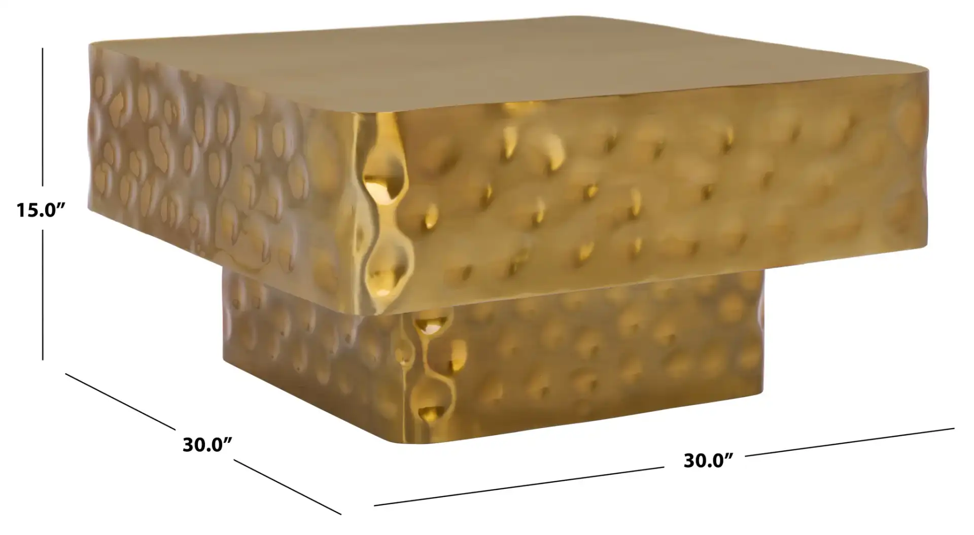 Janalee Steel Square Coffee Table in Champagne, detail view