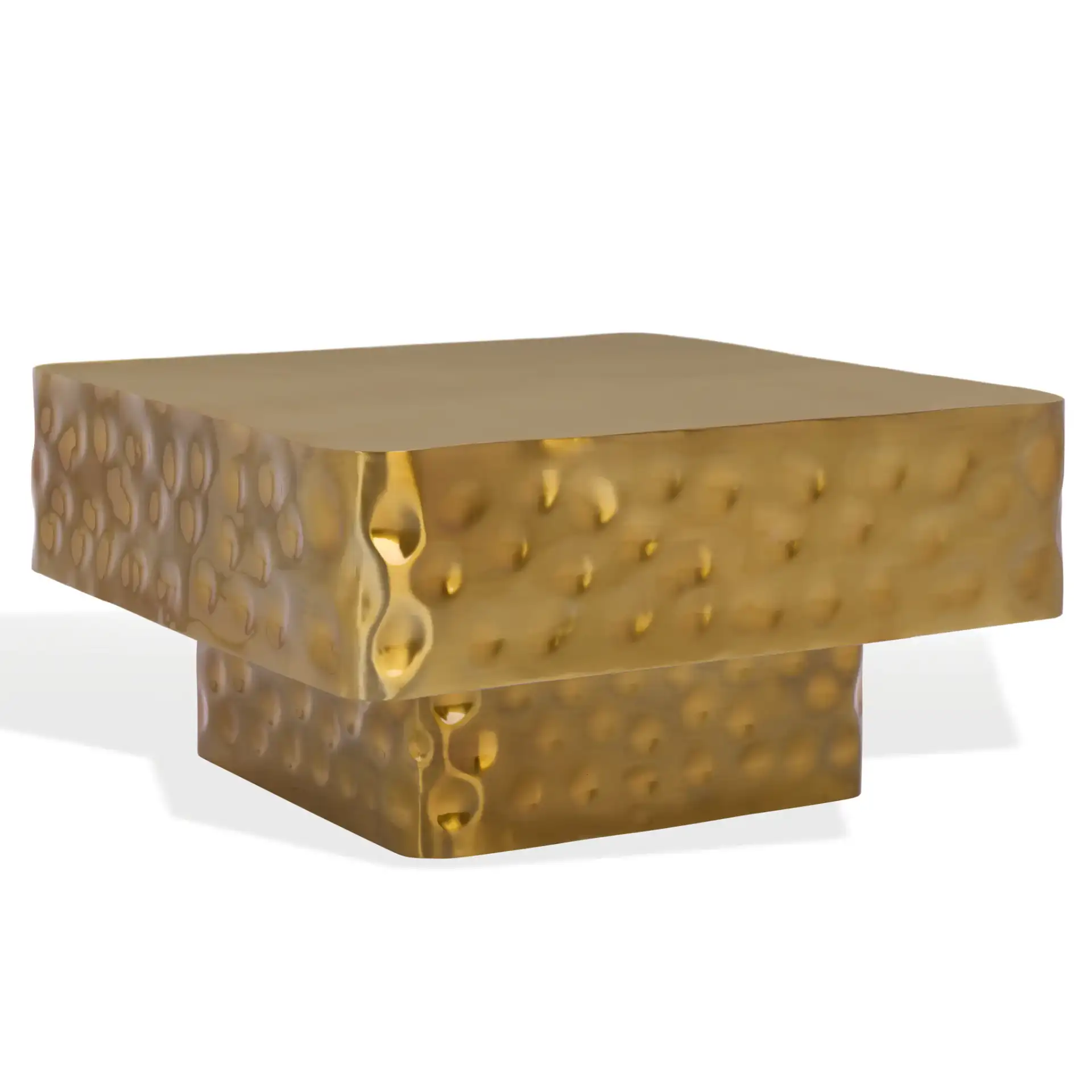 Janalee Steel Square Coffee Table in Champagne, detail view