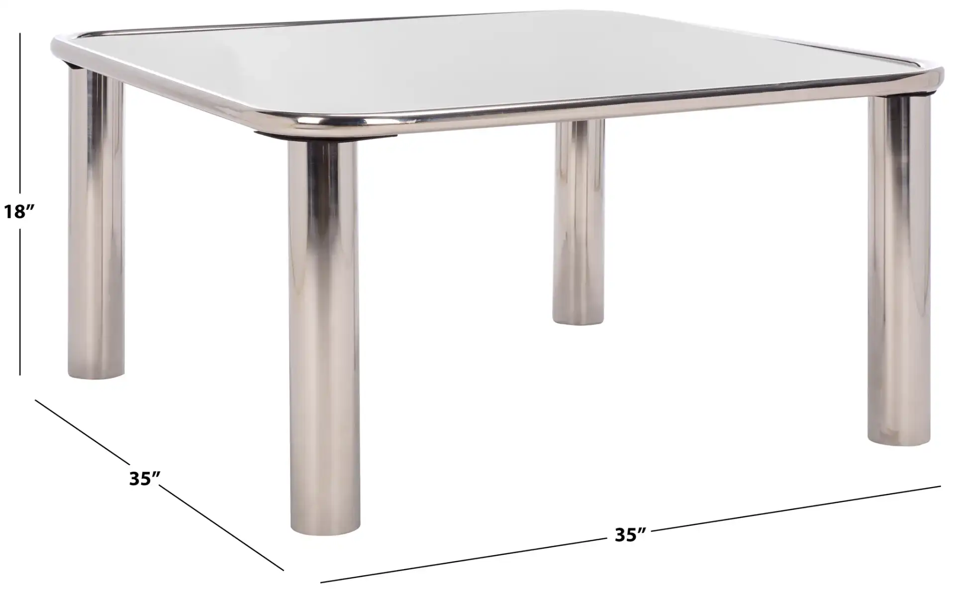 Elizanette Square Coffee Table in Chrome / Black, detail view