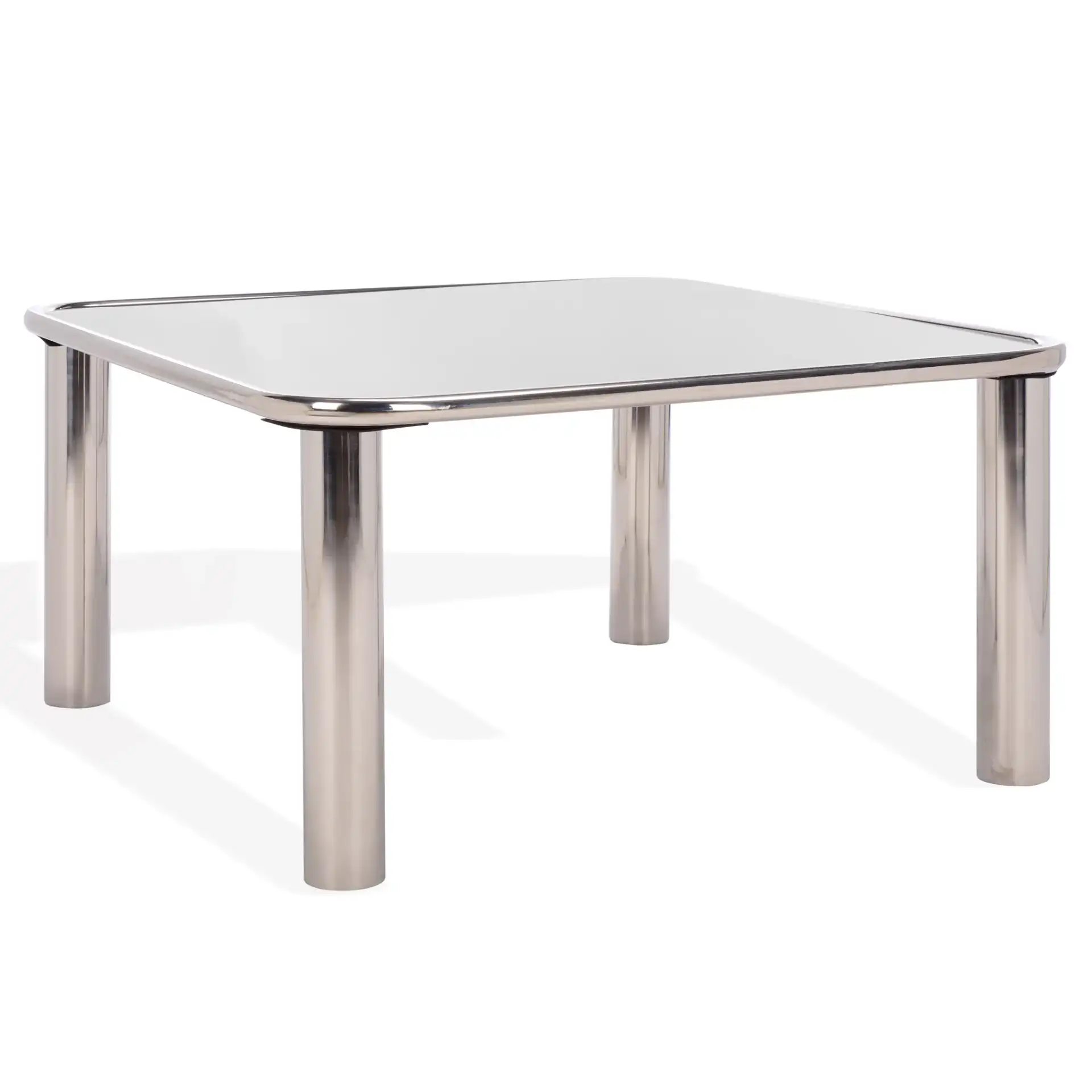 Elizanette Square Coffee Table in Chrome / Black, detail view