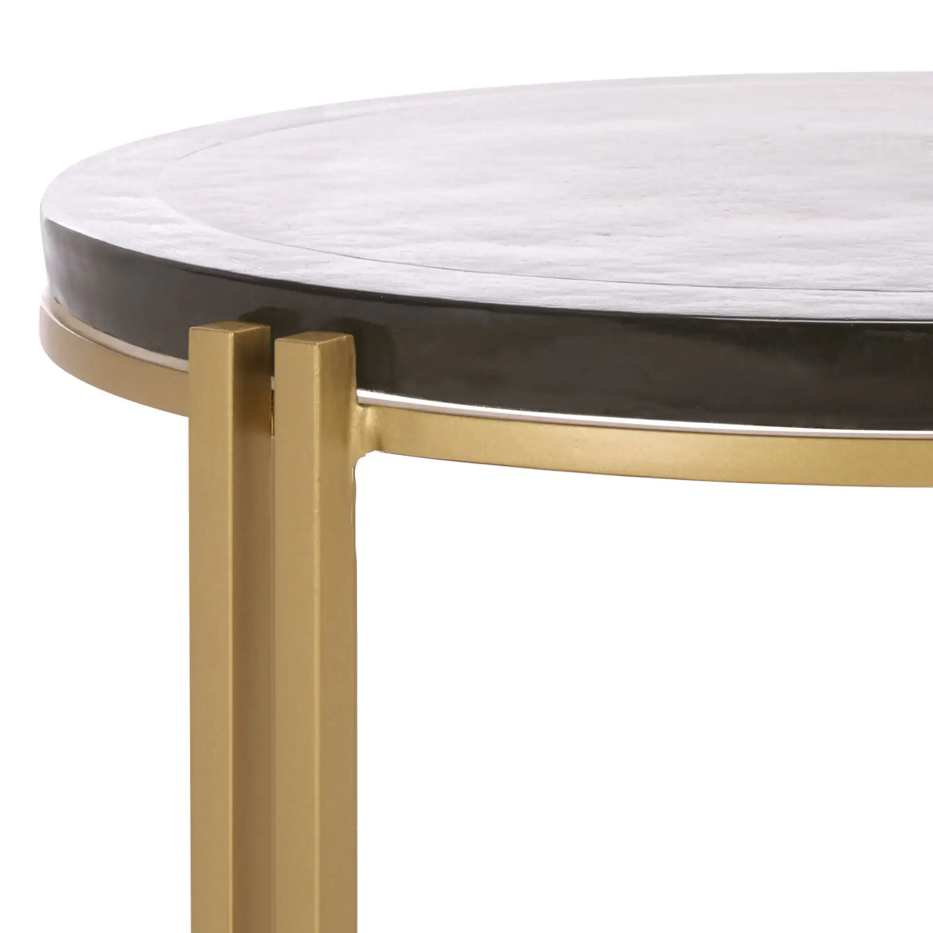 Levitt Cast Glass Top Accent Table in Brass / Clear in a styled room