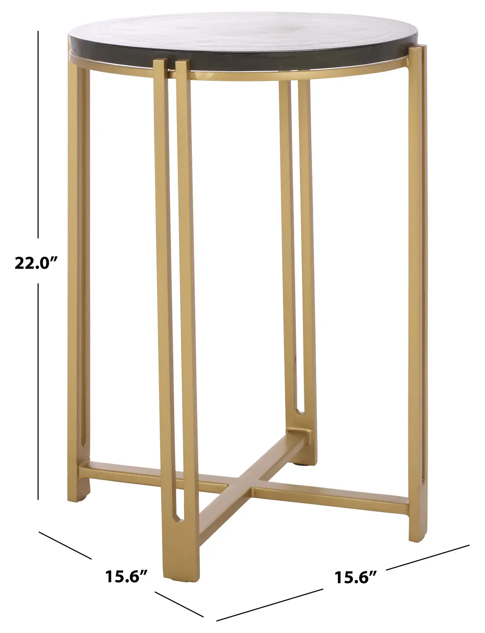 Levitt Cast Glass Top Accent Table in Brass / Clear, detail view
