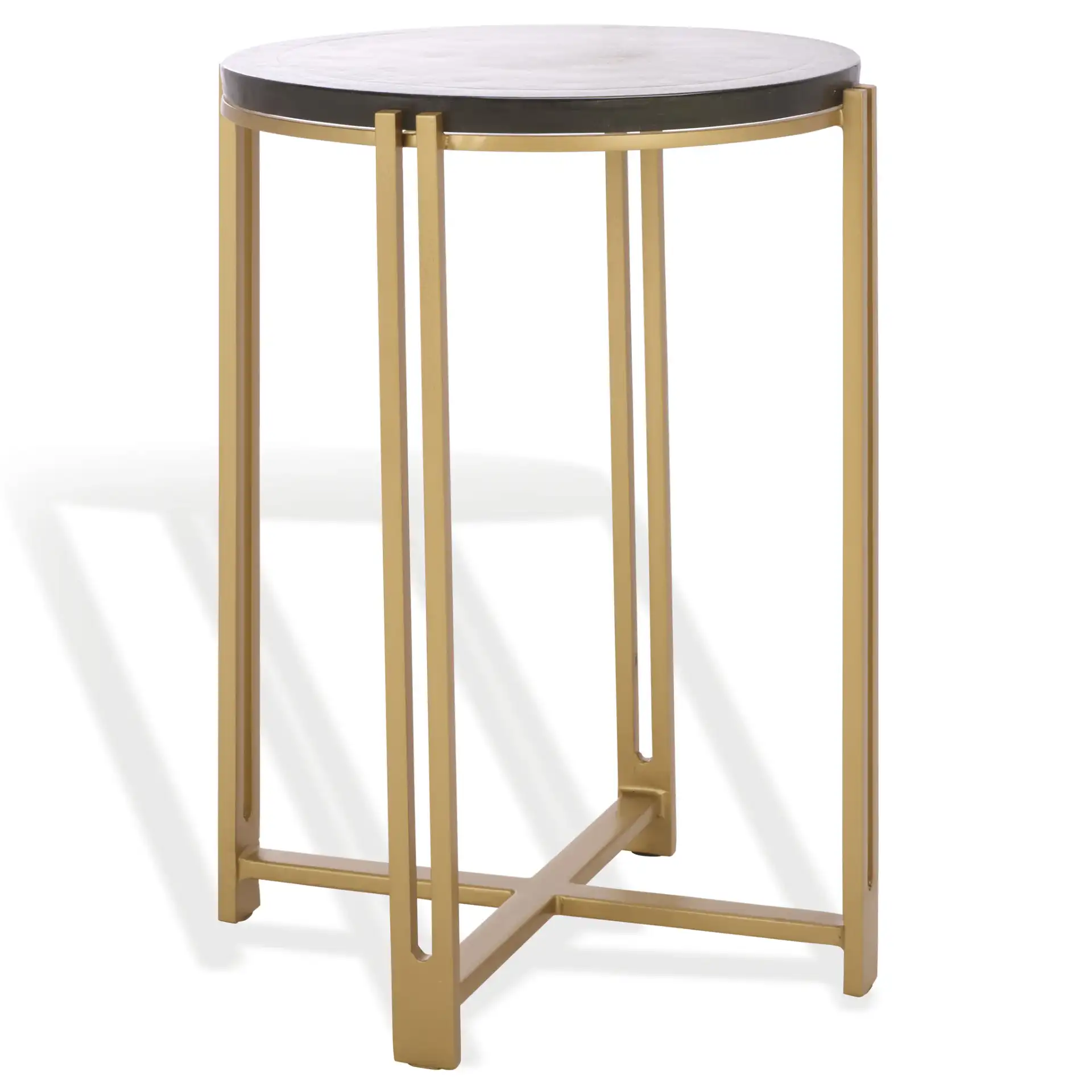 Levitt Cast Glass Top Accent Table in Brass / Clear, detail view