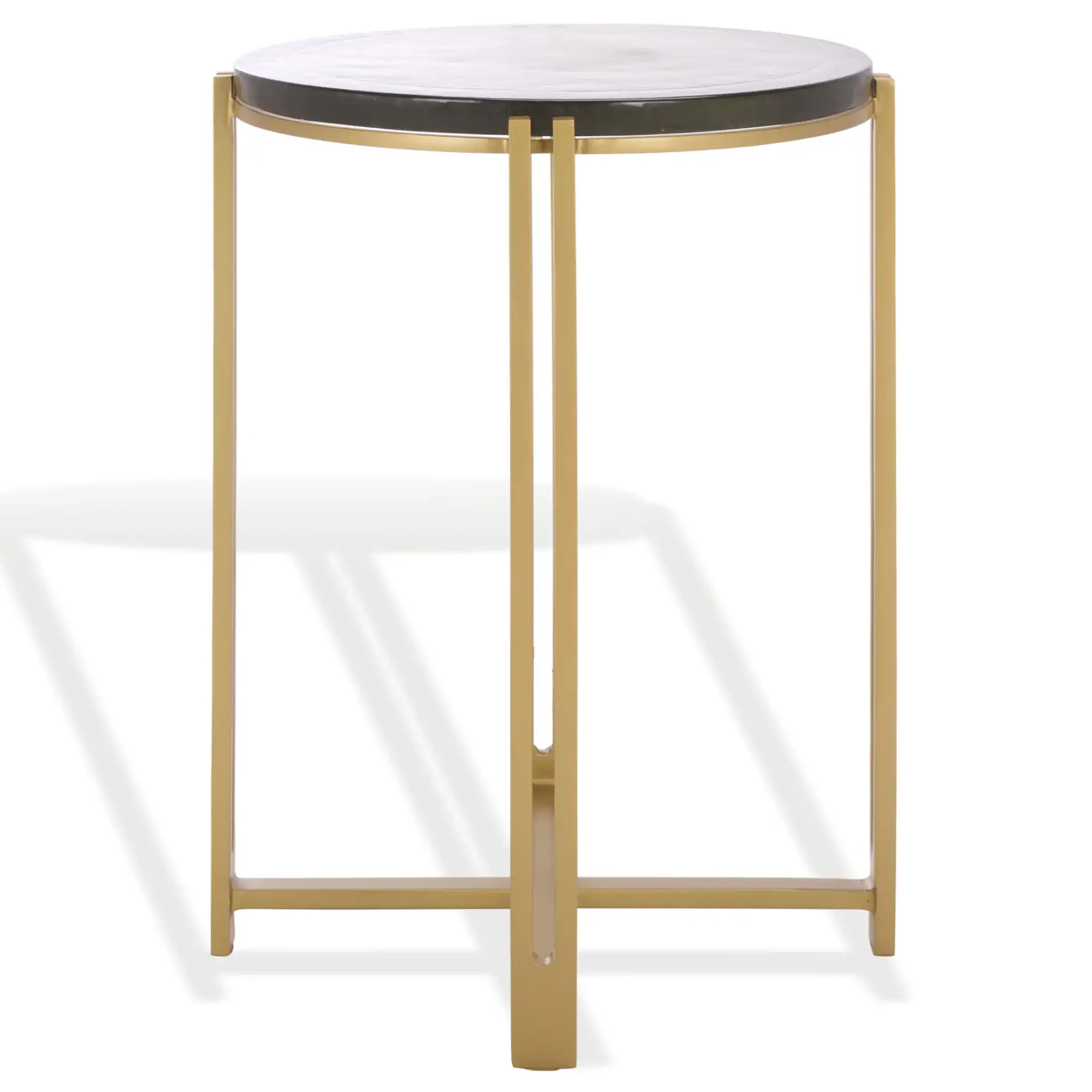 Levitt Cast Glass Top Accent Table in Brass / Clear, detail view