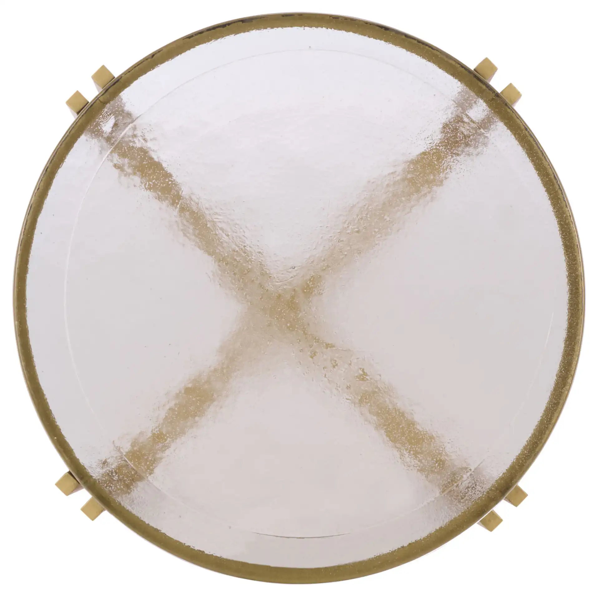 Levitt Cast Glass Top Accent Table in Brass / Clear, detail view