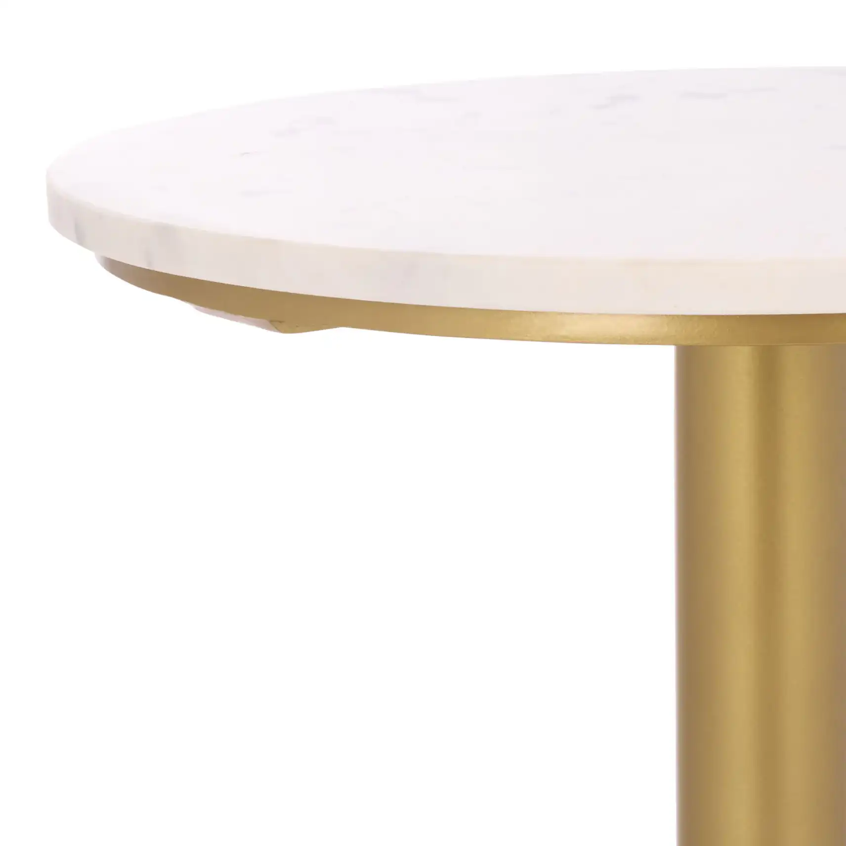 Branxton Marble Top Accent Table in Brass / White in a styled room