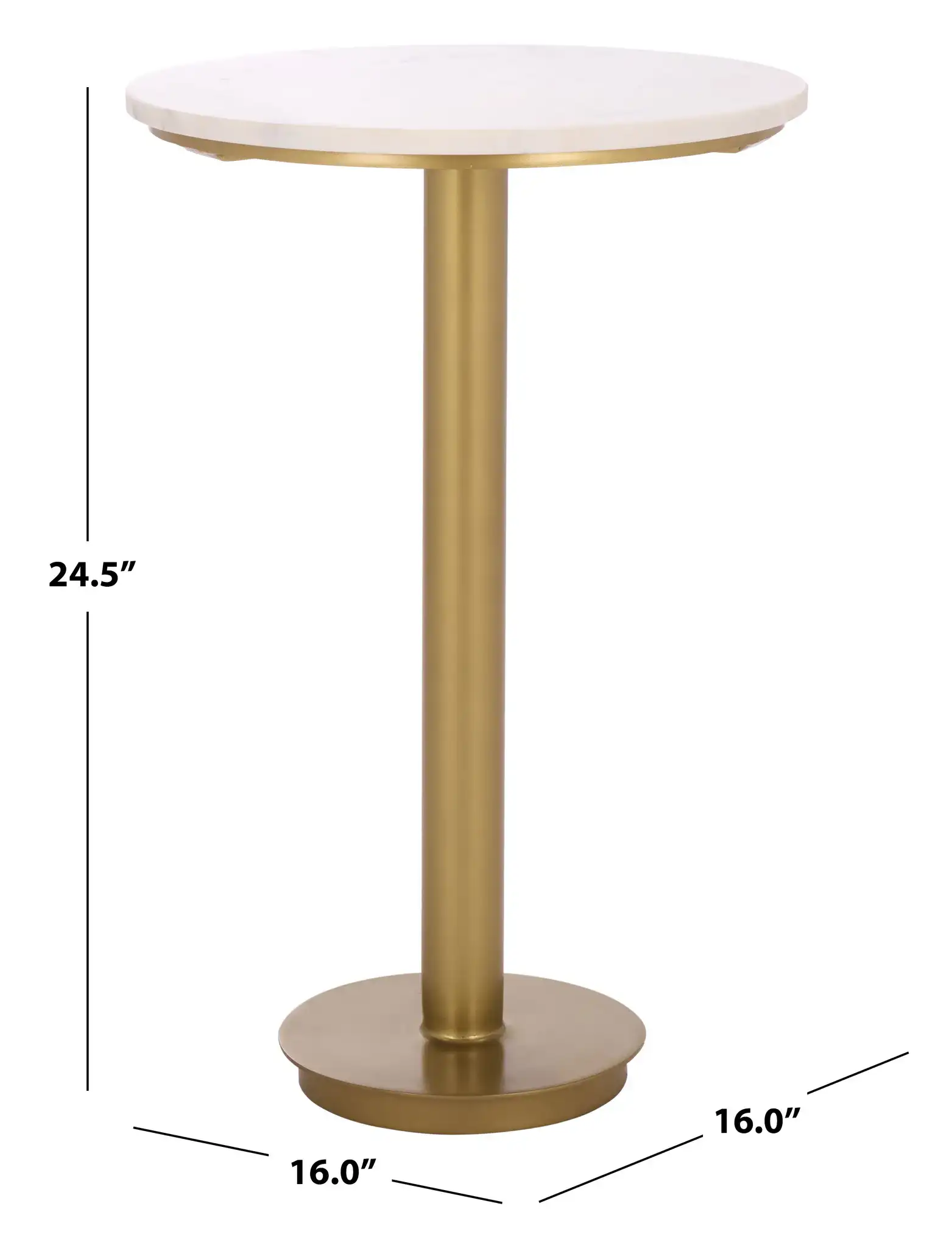 Branxton Marble Top Accent Table in Brass / White, detail view