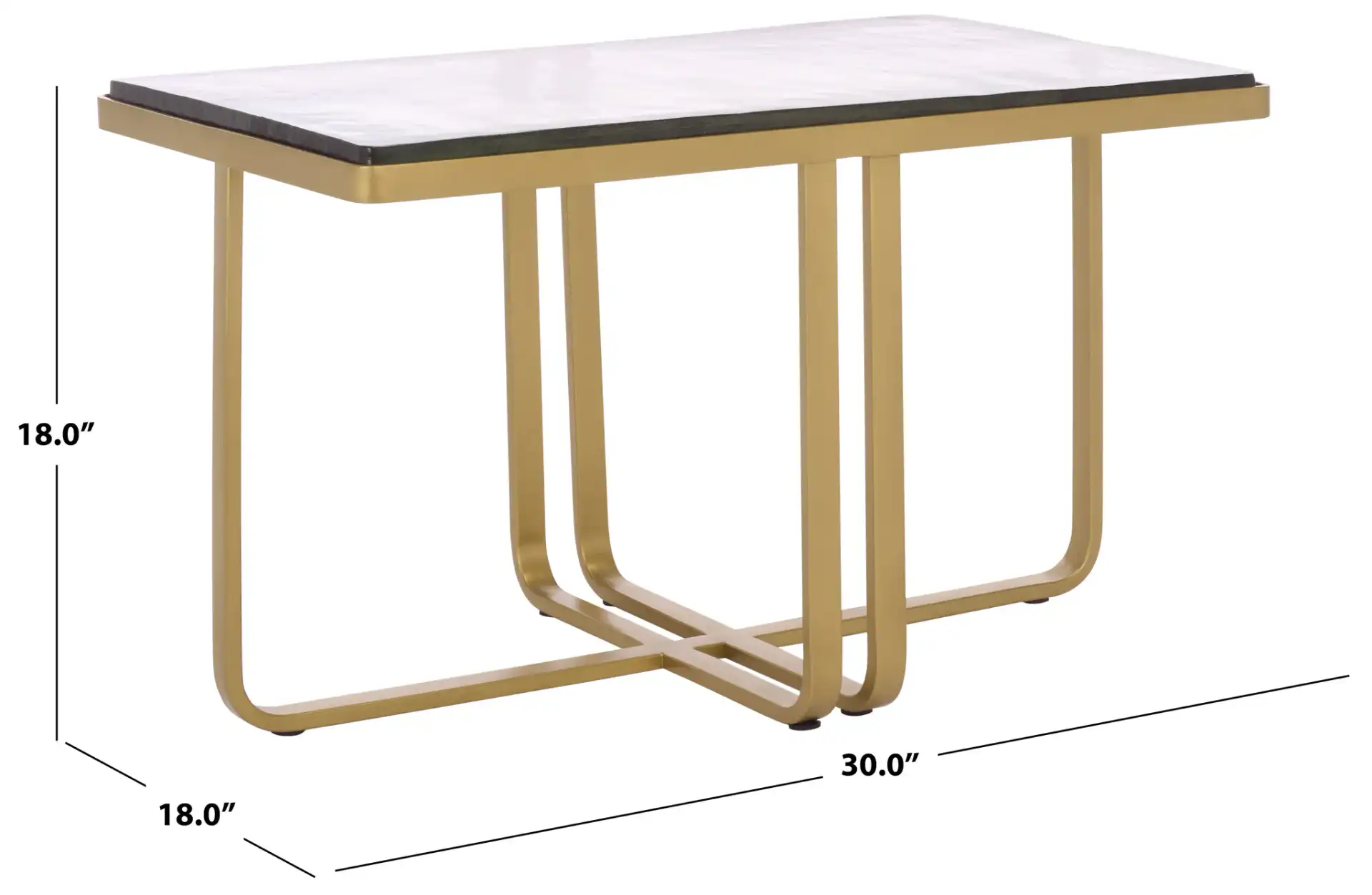 Dominic Glass Top Coffee Table in Brass / Clear, detail view