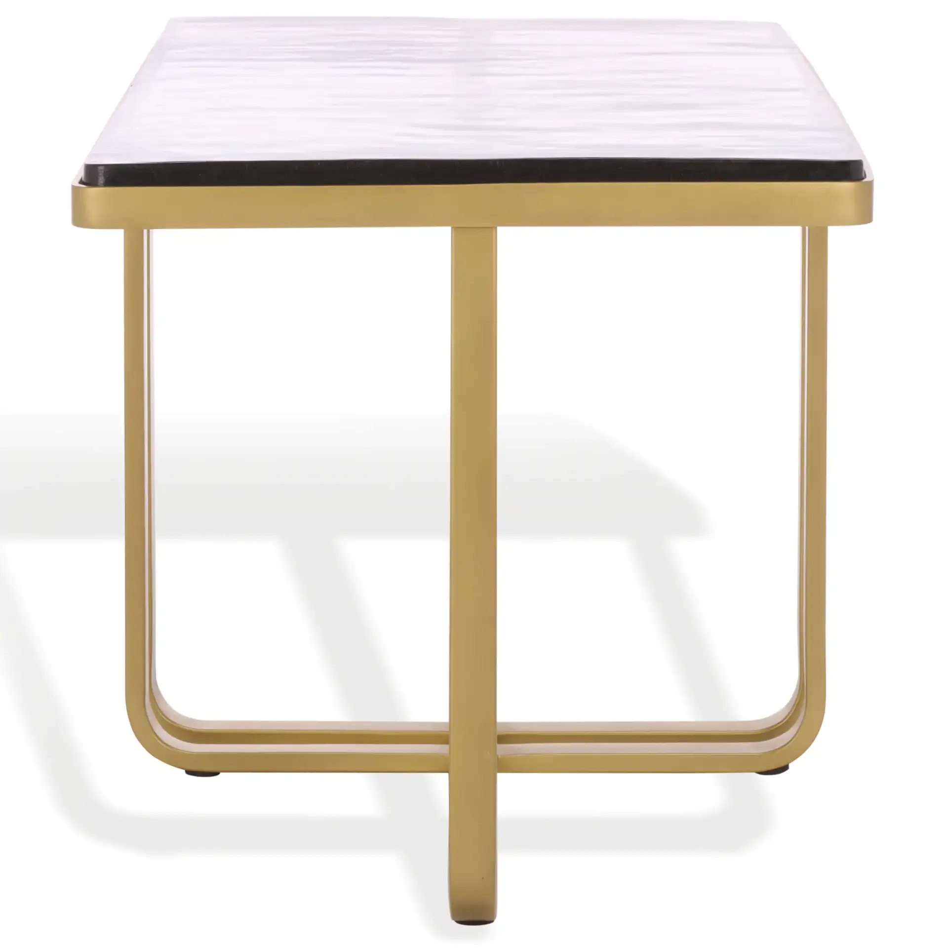 Dominic Glass Top Coffee Table in Brass / Clear, detail view