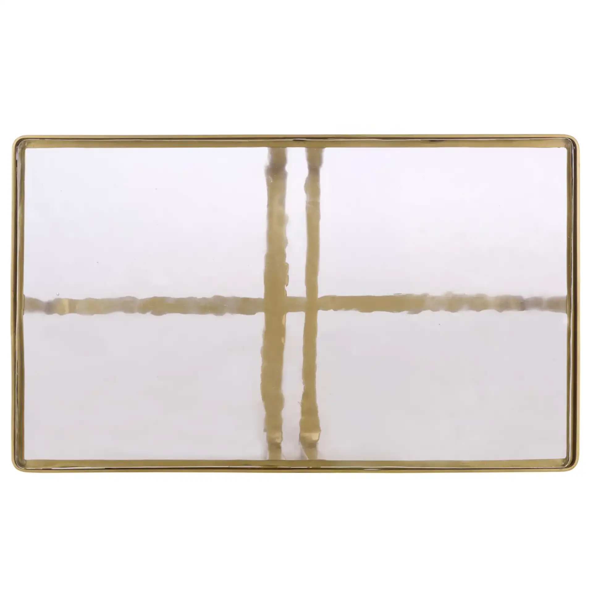 Dominic Glass Top Coffee Table in Brass / Clear, detail view