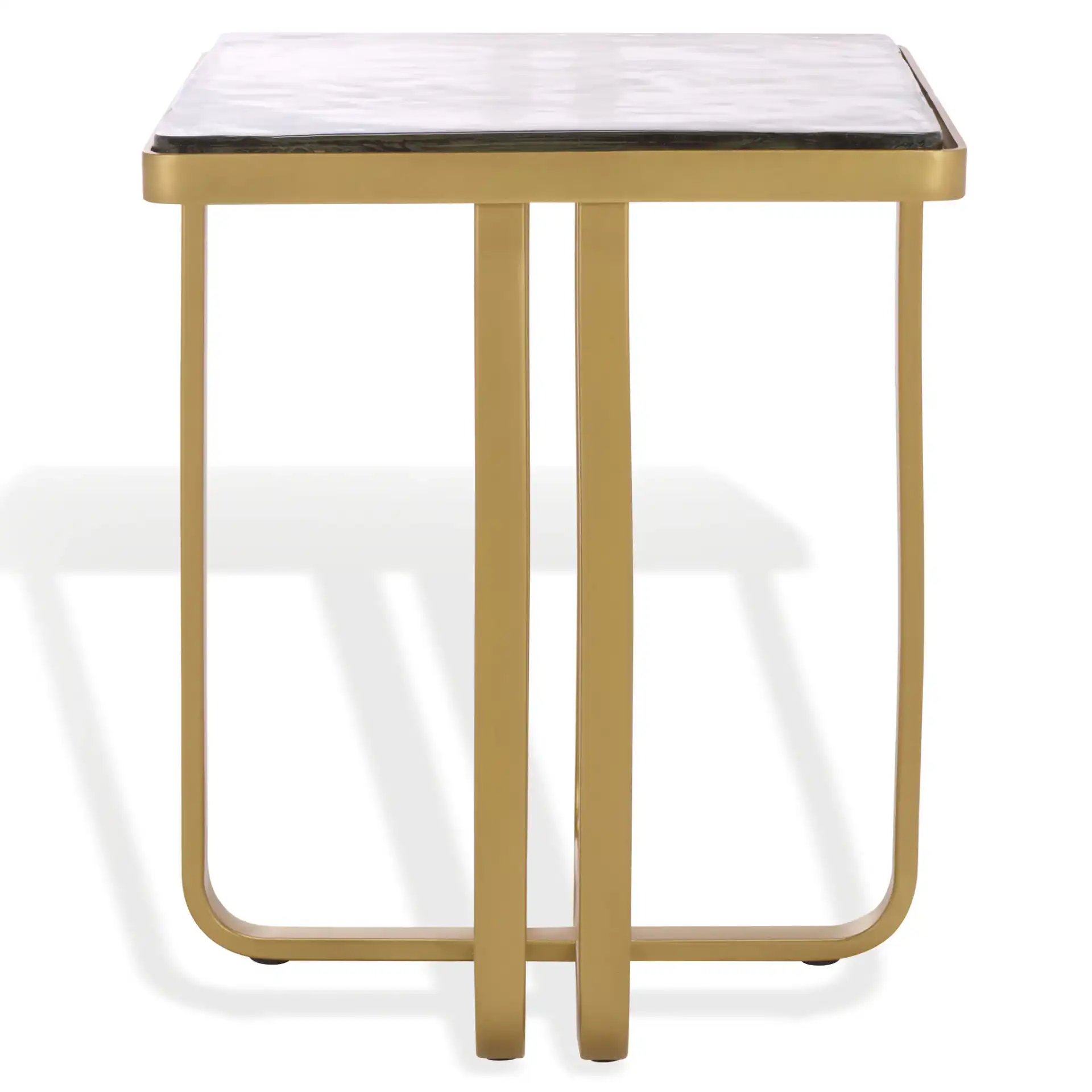 Dominic Glass Top Accent Table in Brass / Clear, detail view
