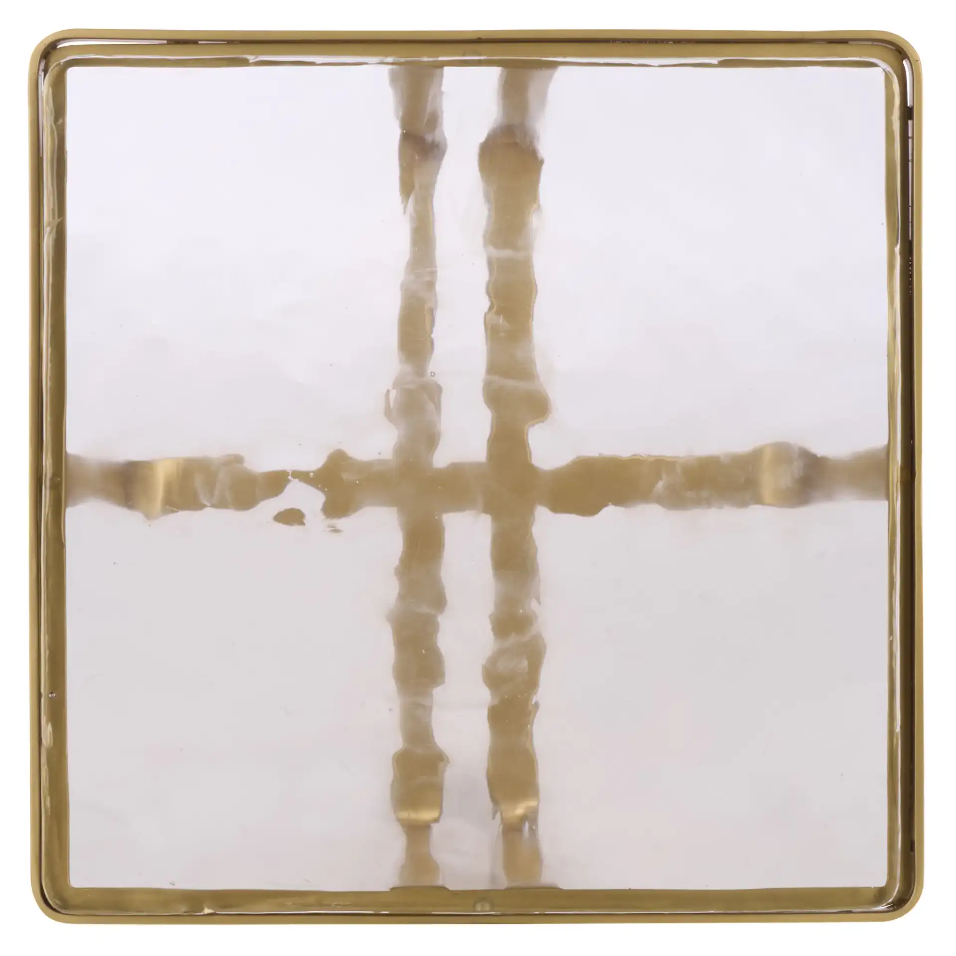 Dominic Glass Top Accent Table in Brass / Clear, detail view