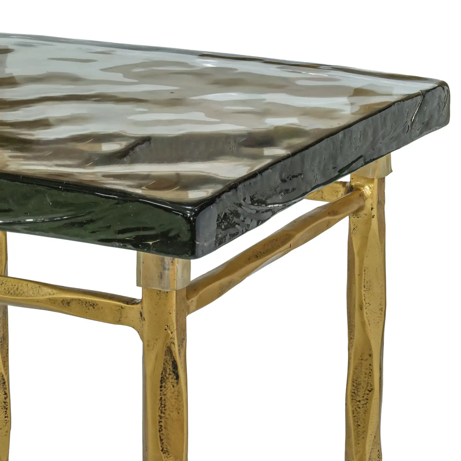 Mckenzie Glass Nesting Tables in Smoked Glass / Brass in a styled room