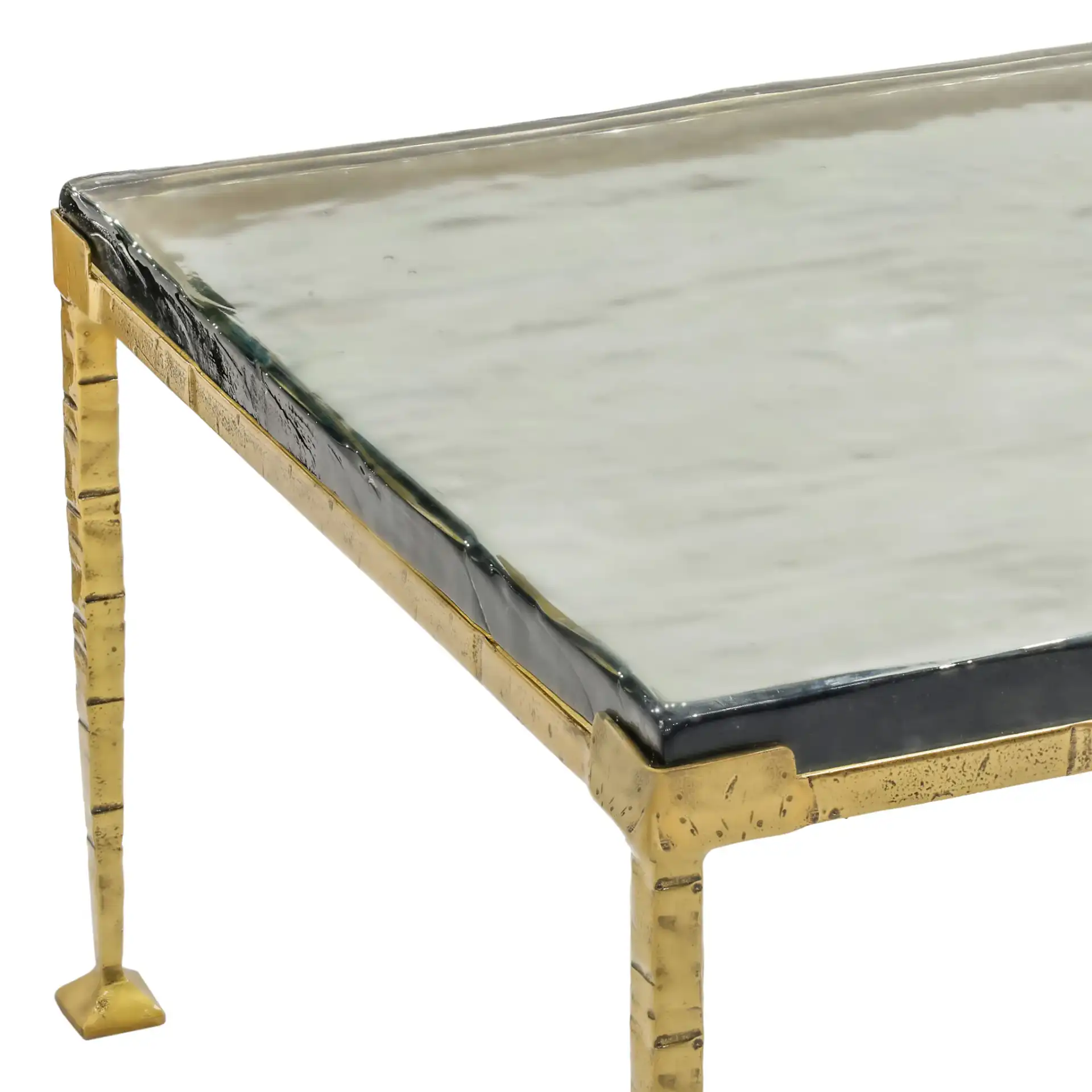 Karmelina Rect Coffee Table in Smoked Glass / Brass in a styled room