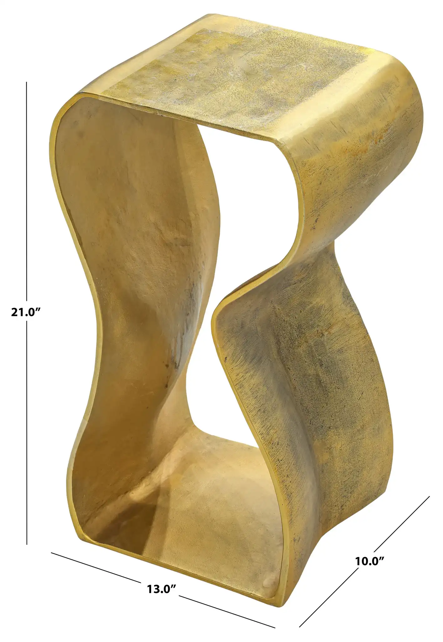 Philbin Metal Accent Table in Antique Brass, detail view