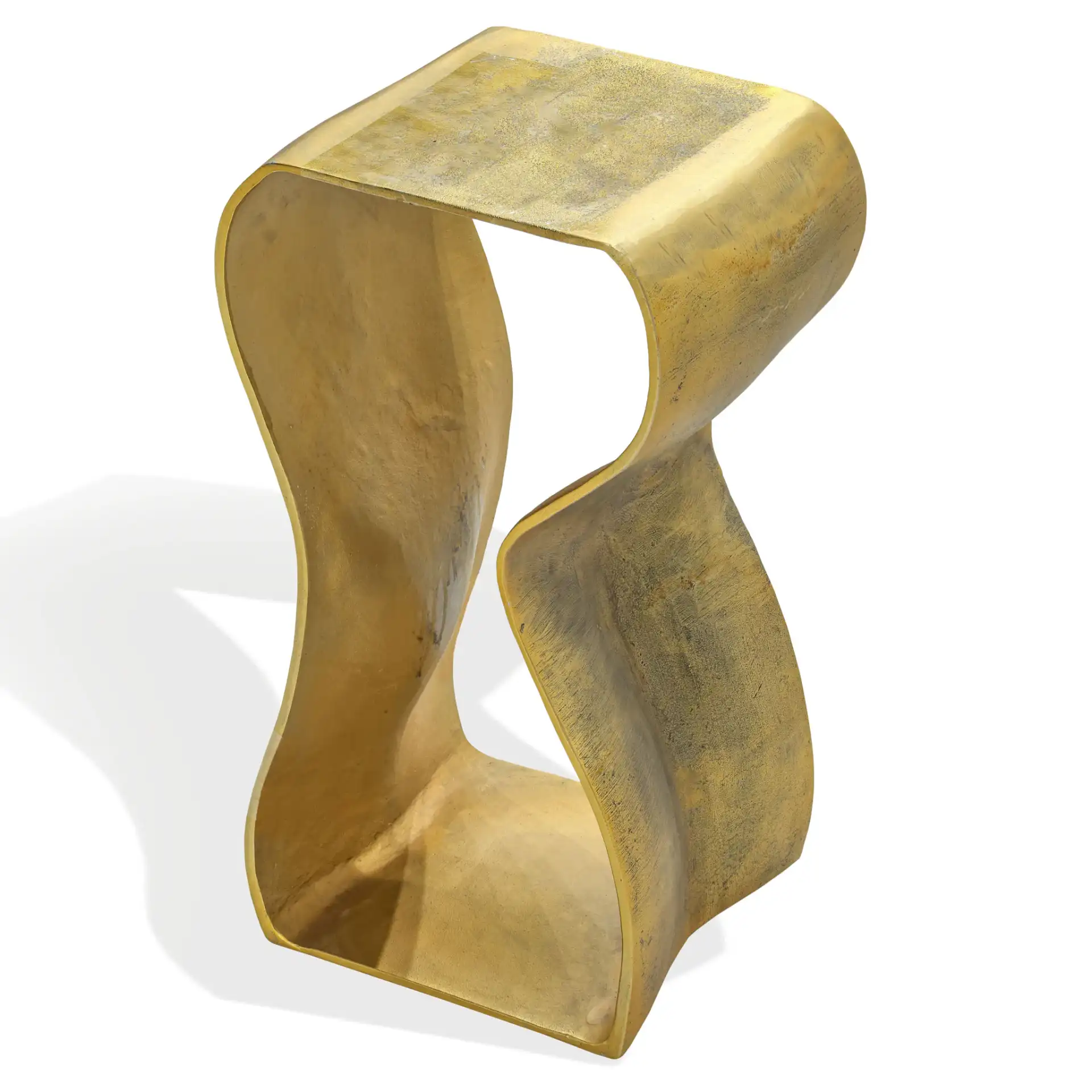Philbin Metal Accent Table in Antique Brass, detail view