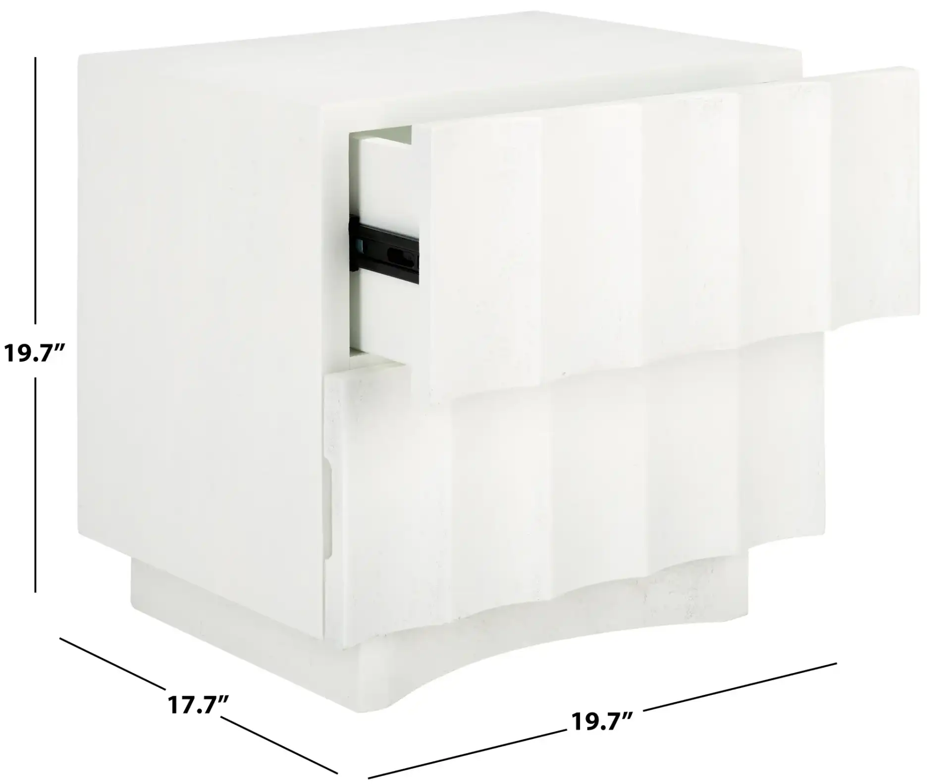 Woodworth Two-Drawer Nightstand in White, detail view