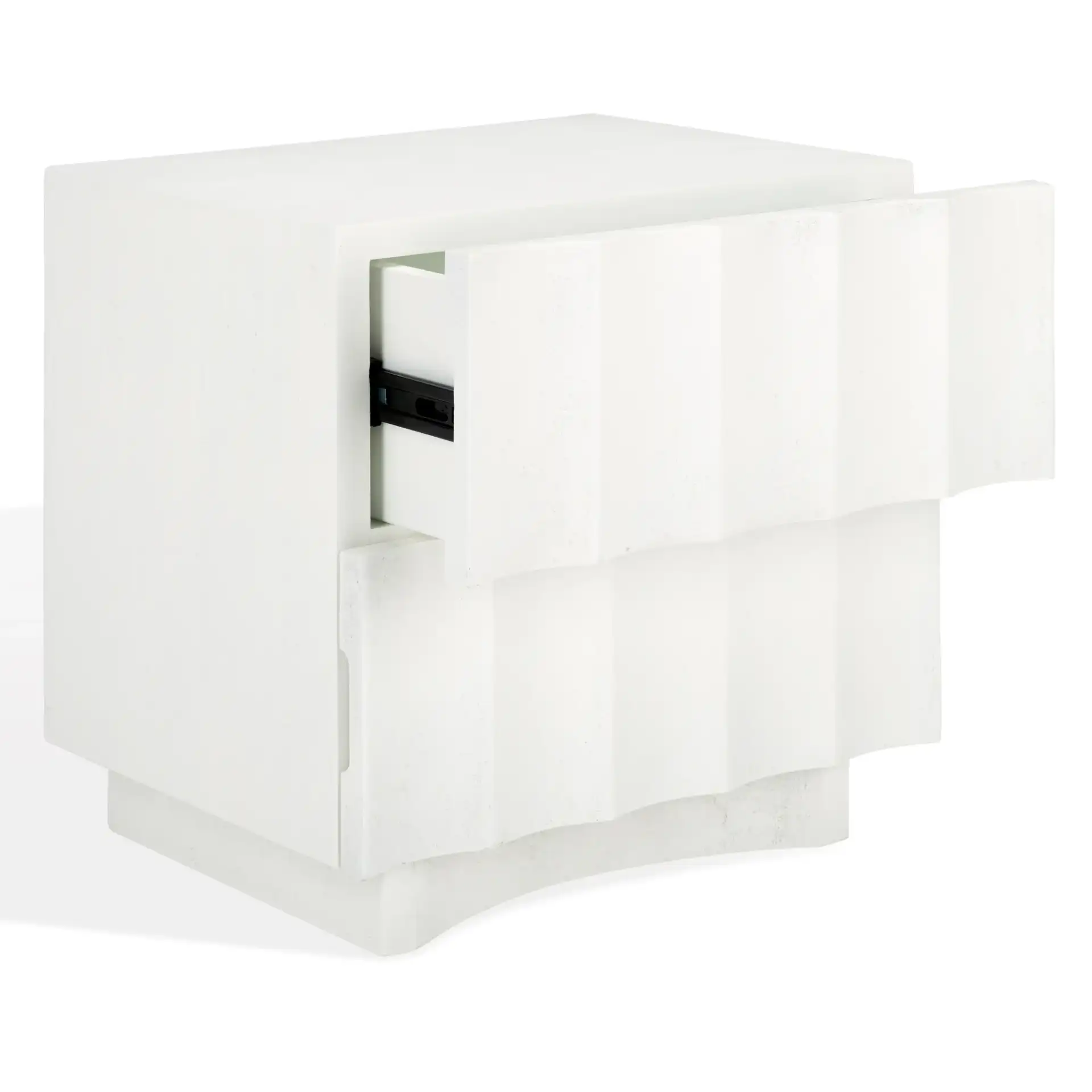 Woodworth Two-Drawer Nightstand in White, detail view