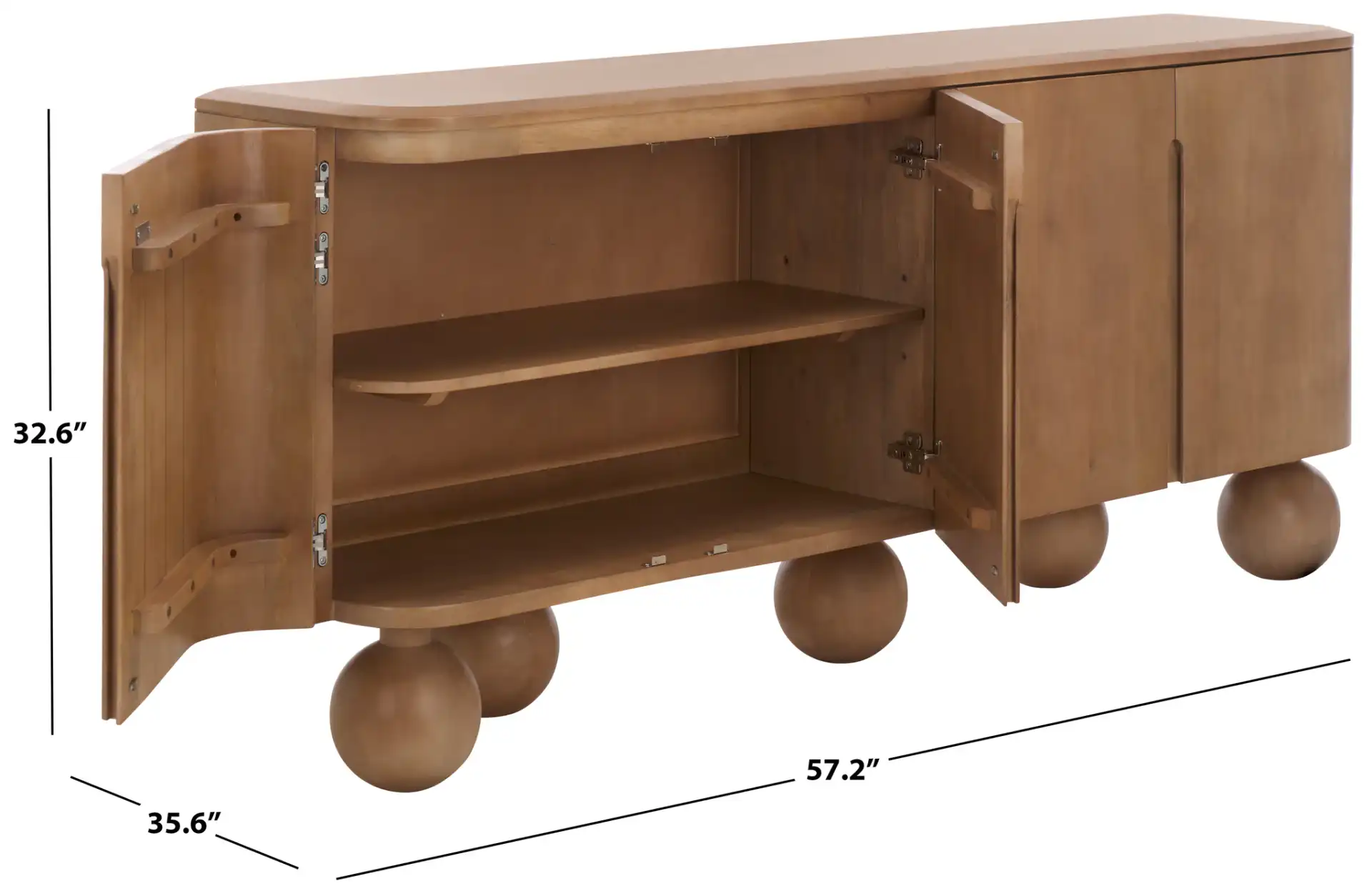 Tuckerman Four-Door Wood Sideboard in Natural, detail view