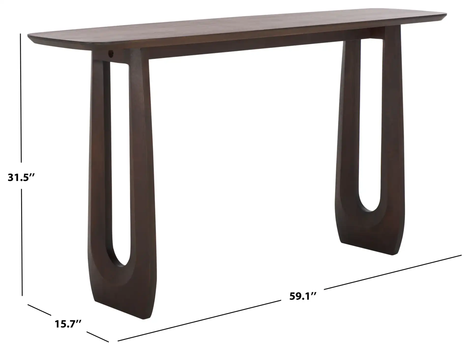 Cassiette Wood Console Table in Walnut, detail view