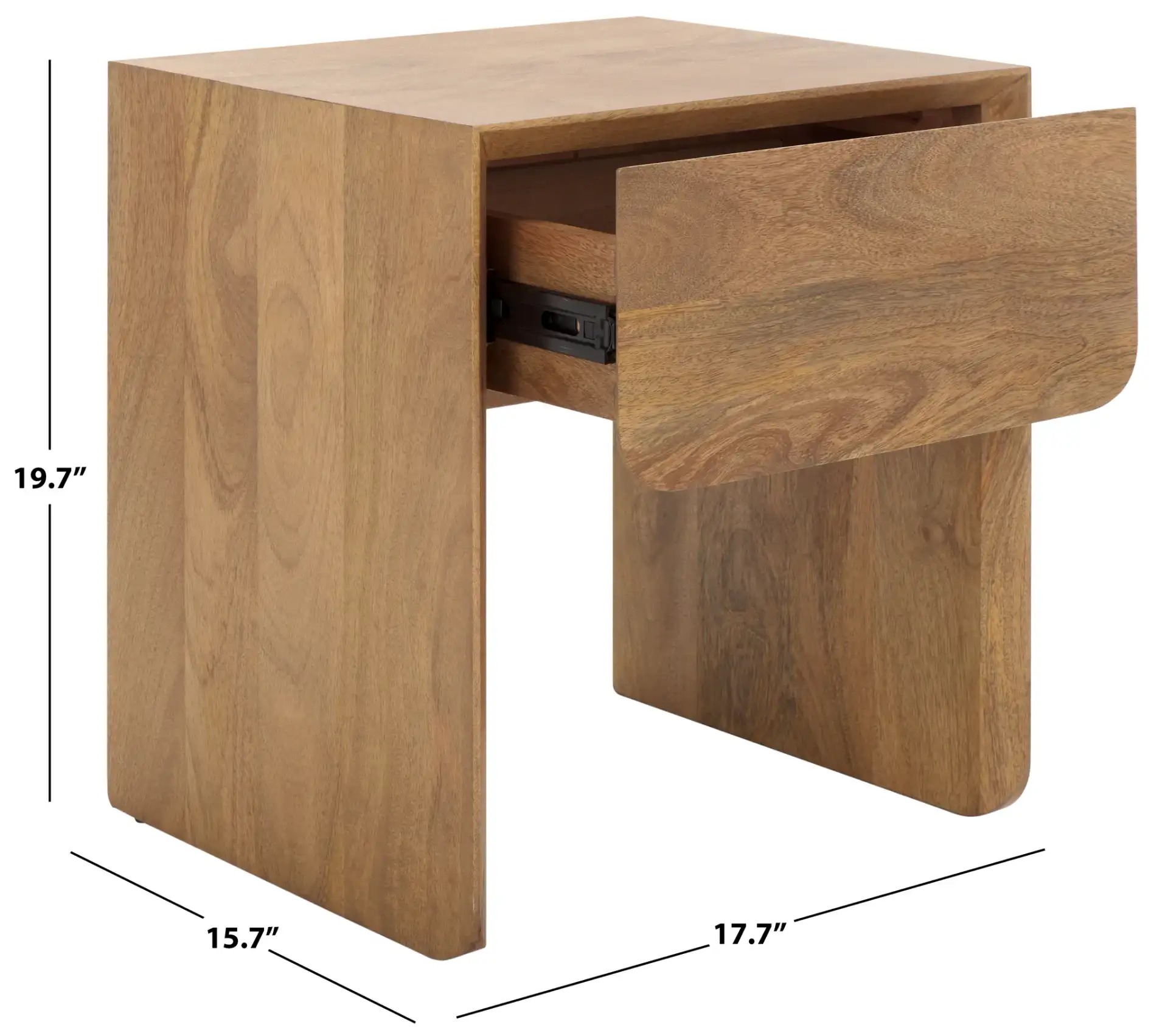 Grigorio One-Drawer Nightstand in Brown, detail view