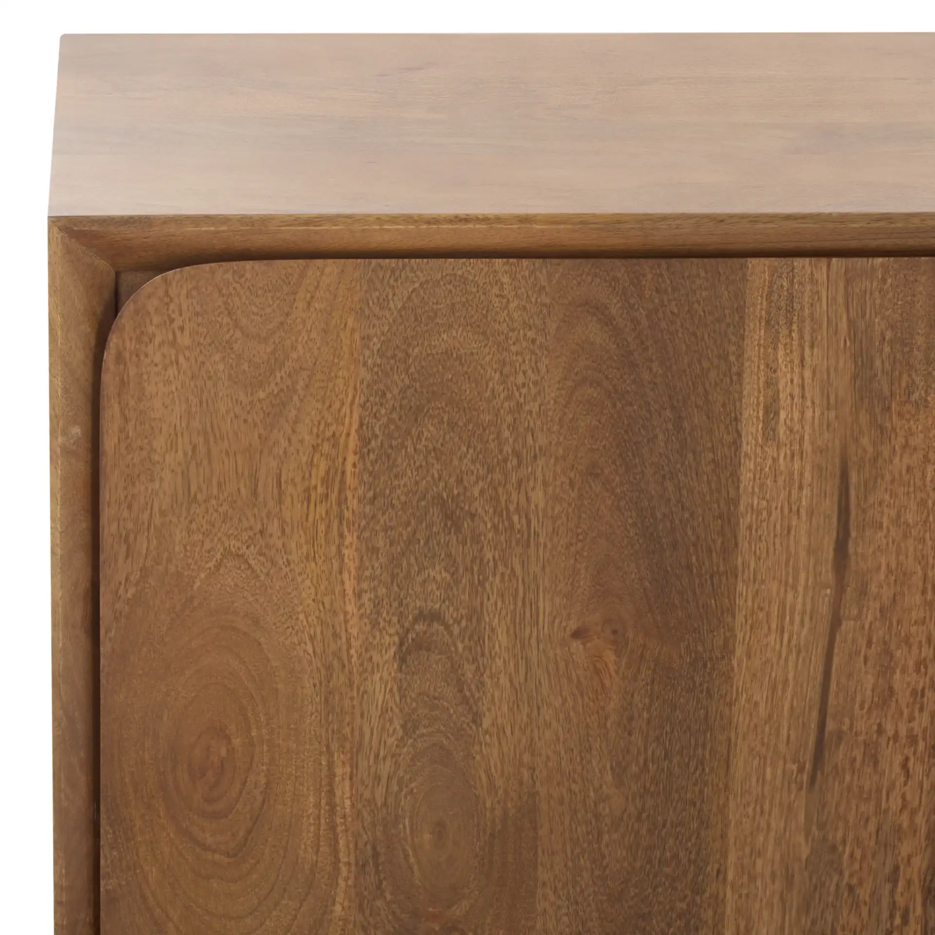 Grigorio Three-Door Wood Sideboard in Brown in a styled room