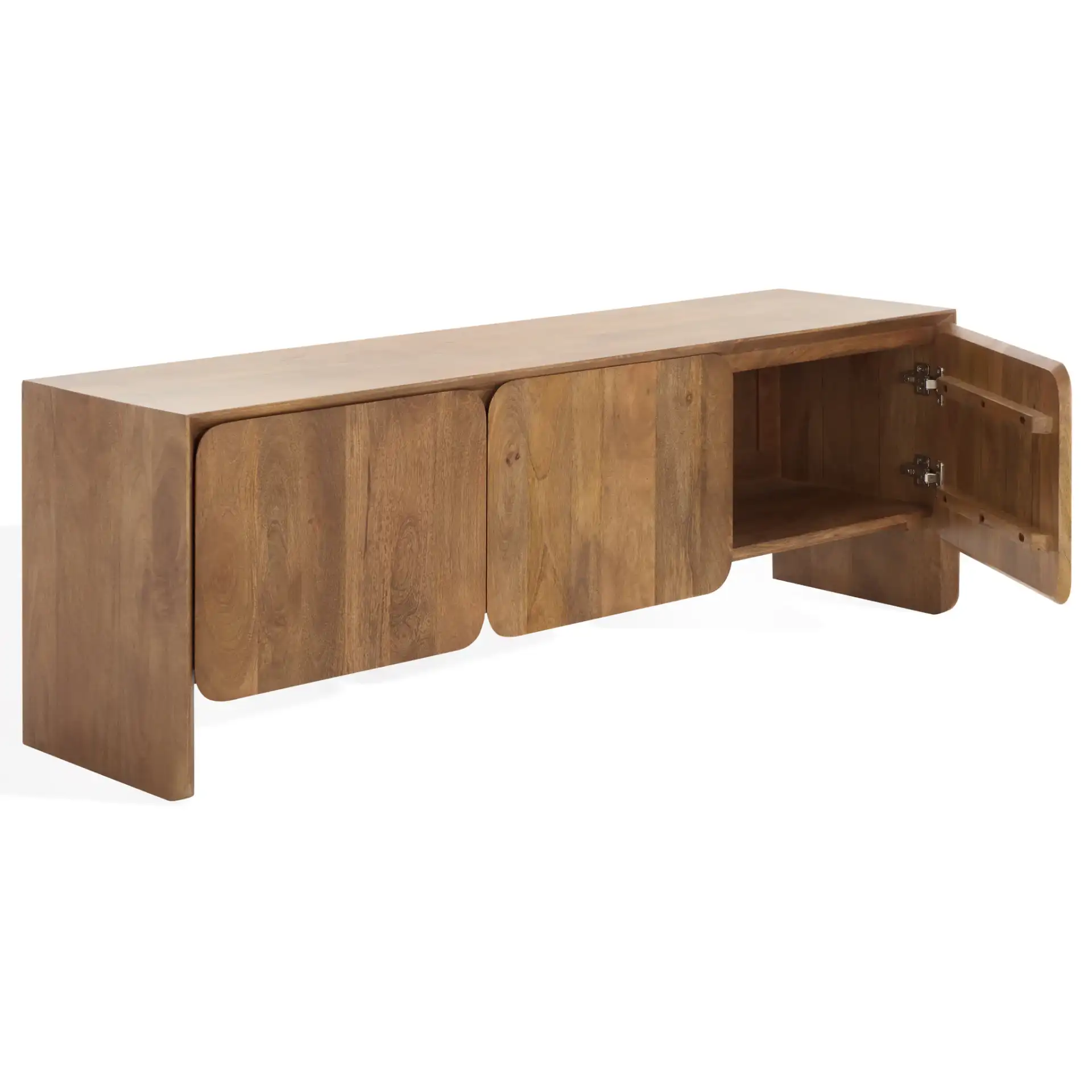 Grigorio Three-Door Wood Sideboard in Brown, detail view