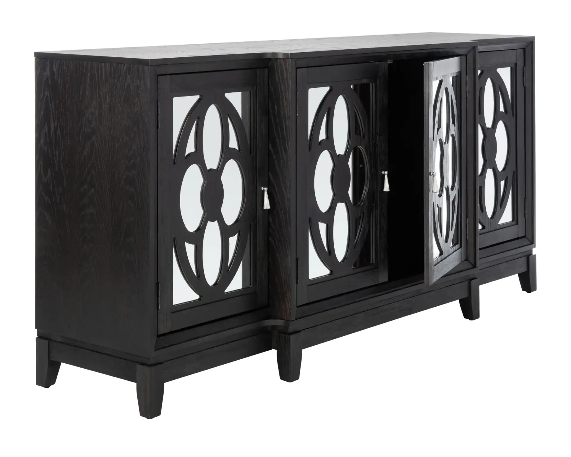 Madeleine Mirrored Sideboard in Black, detail view