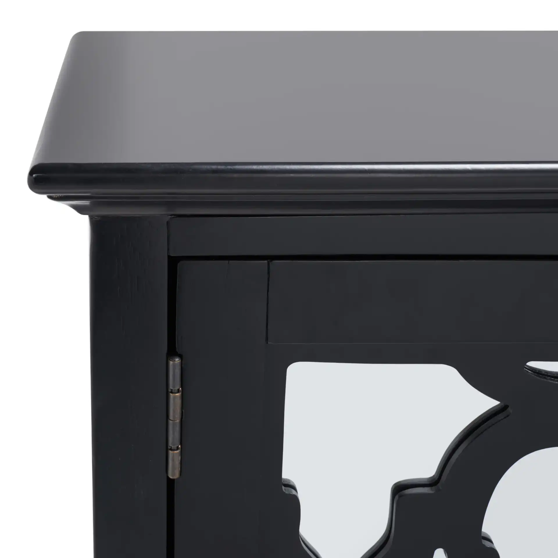 Juliette Mirrored Sideboard in Black in a styled room