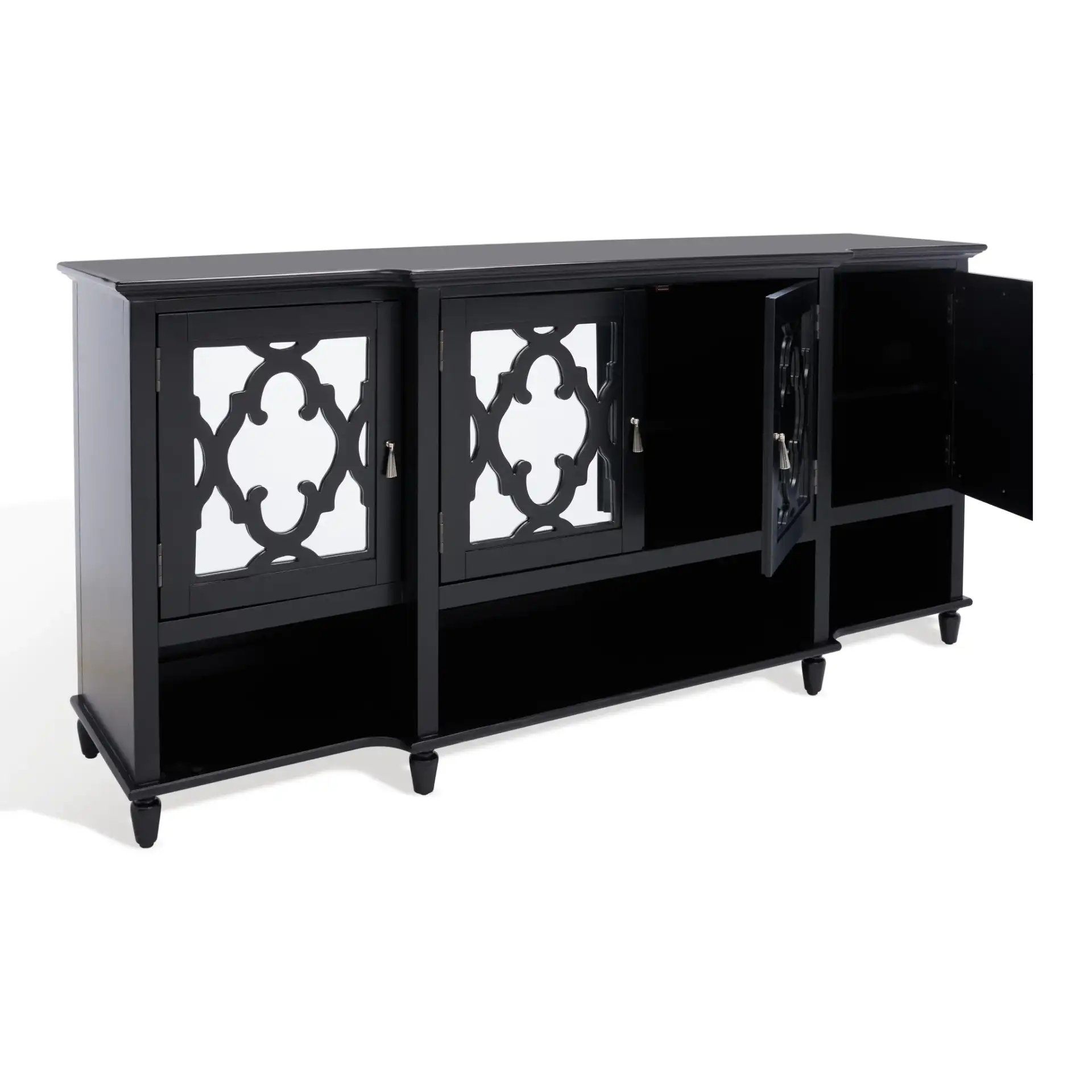Juliette Mirrored Sideboard in Black, detail view