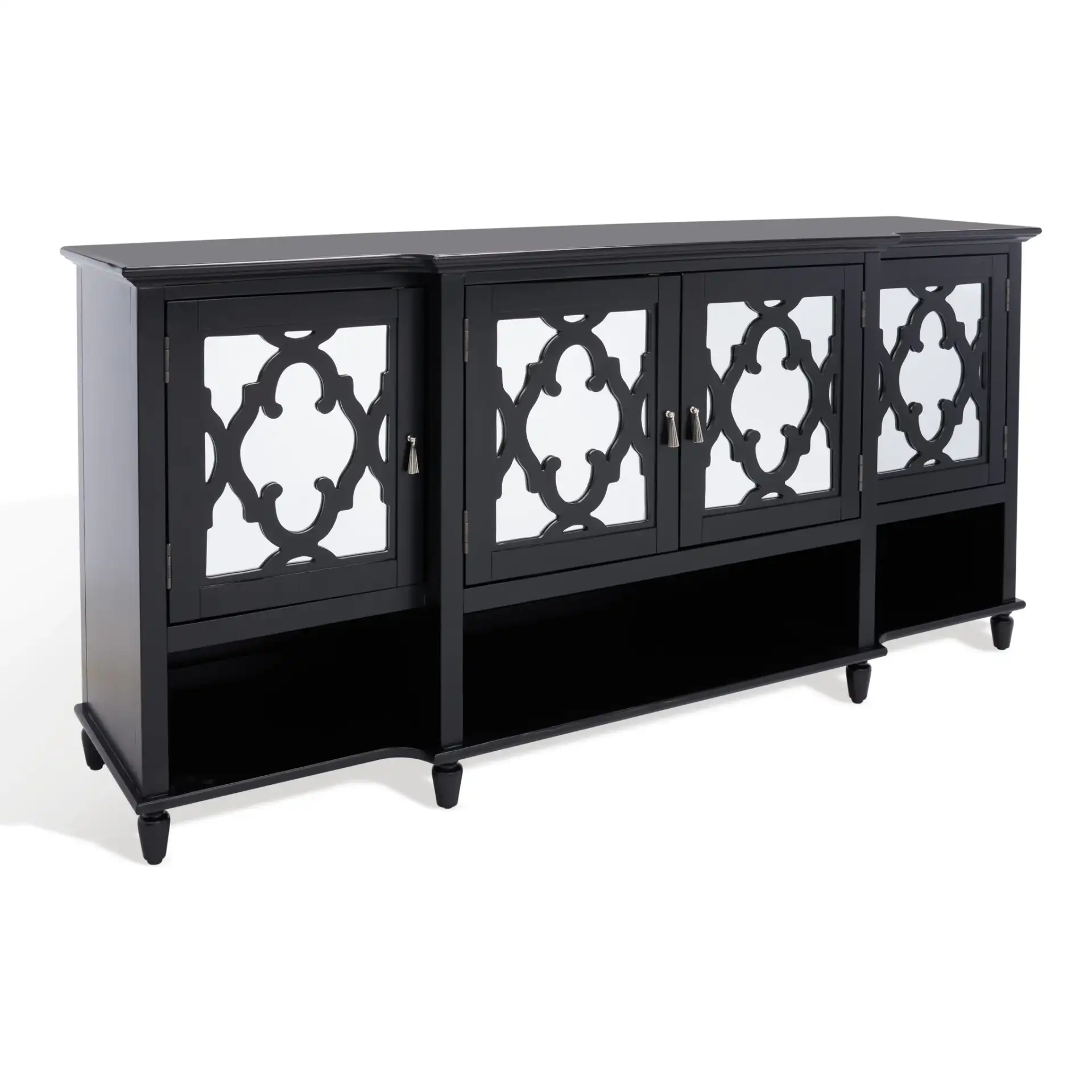 Juliette Mirrored Sideboard in Black, detail view