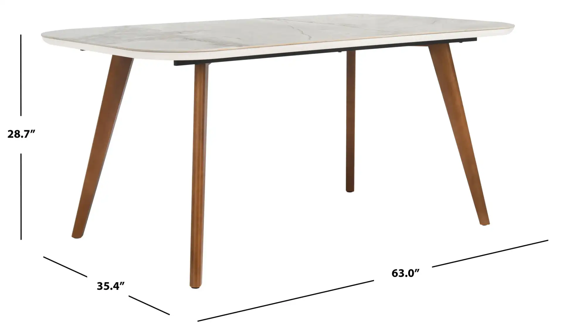 Maximus Rectangle Dining Table in White, detail view