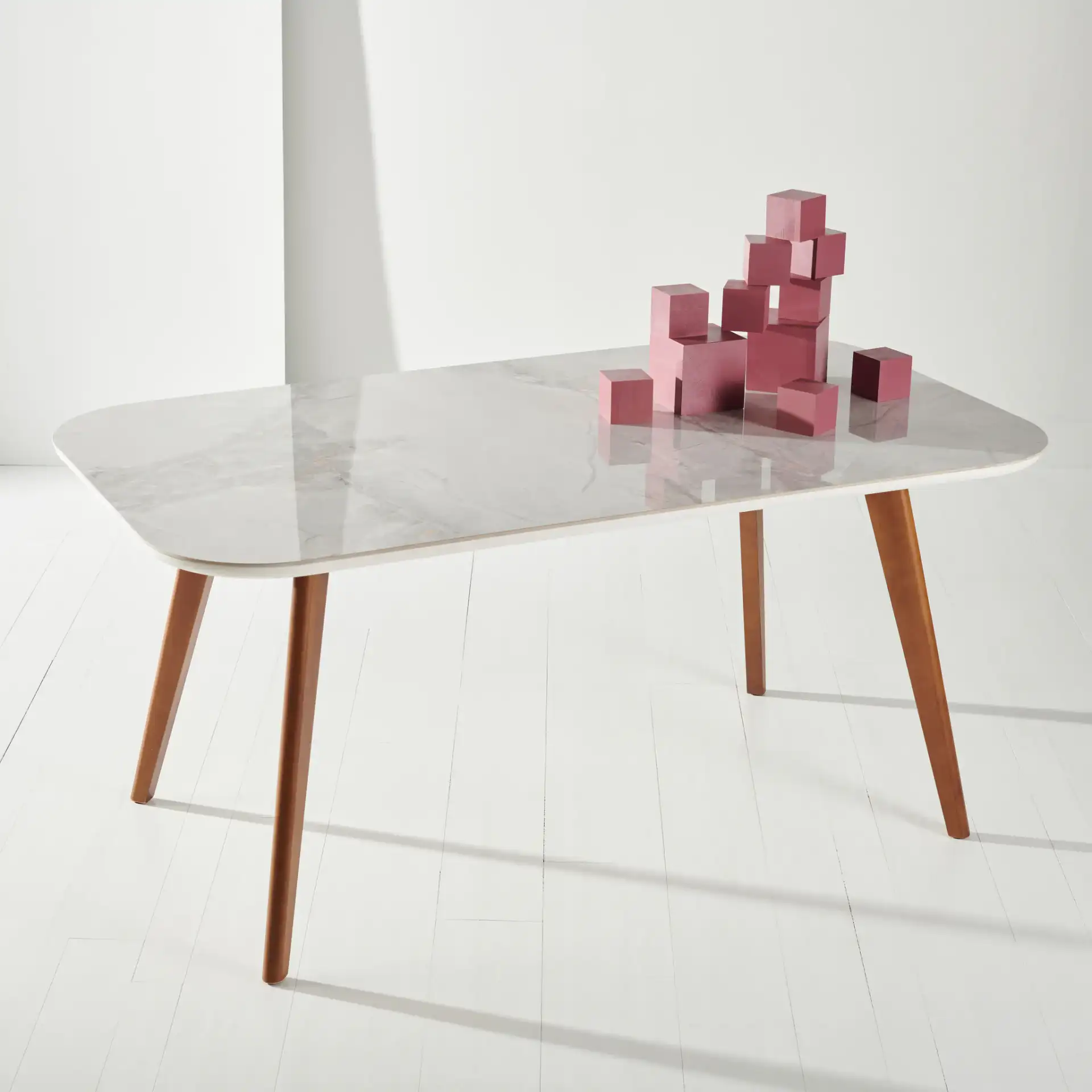 Maximus Rectangle Dining Table in White in a styled room