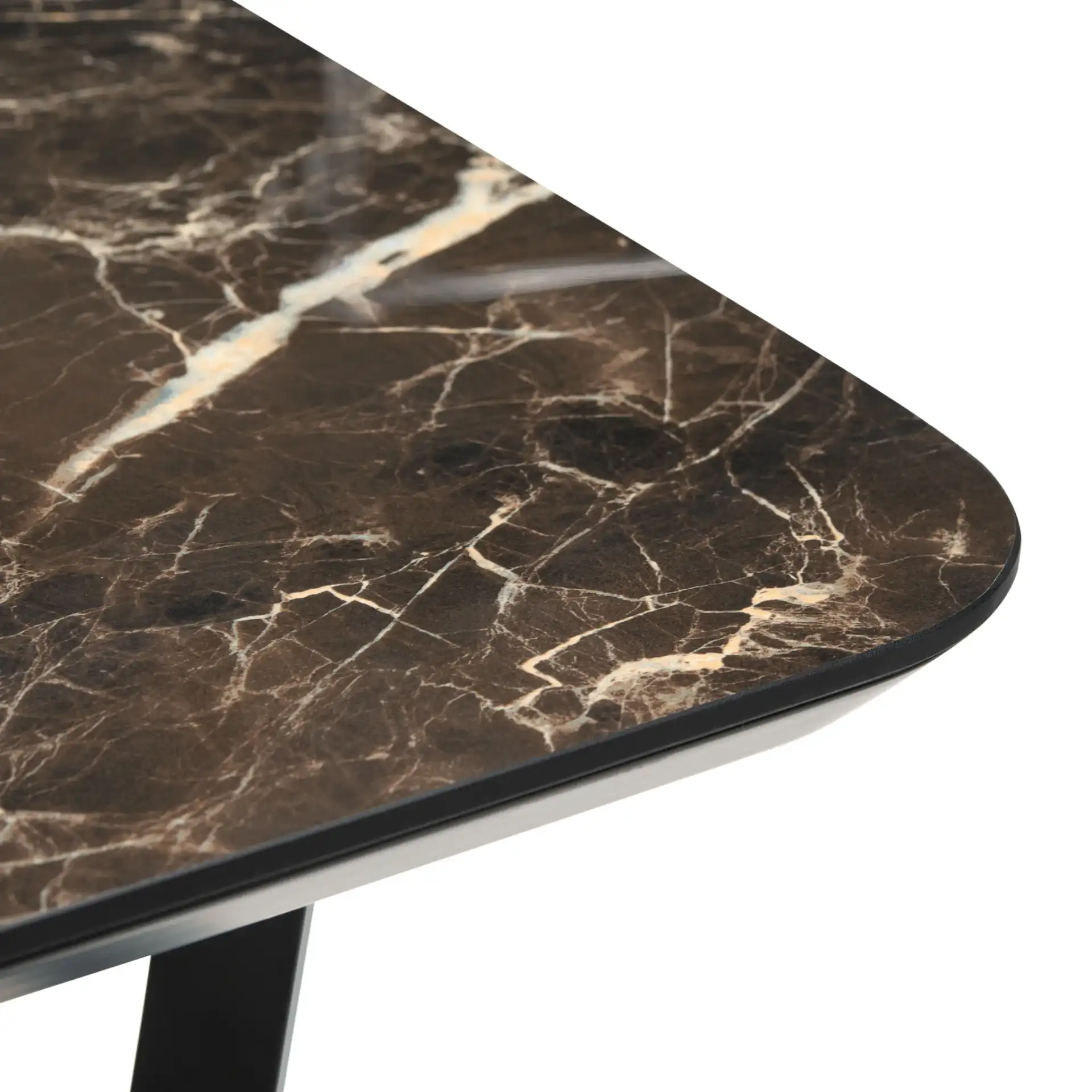Britta Metal Dining Table in Black in a styled room