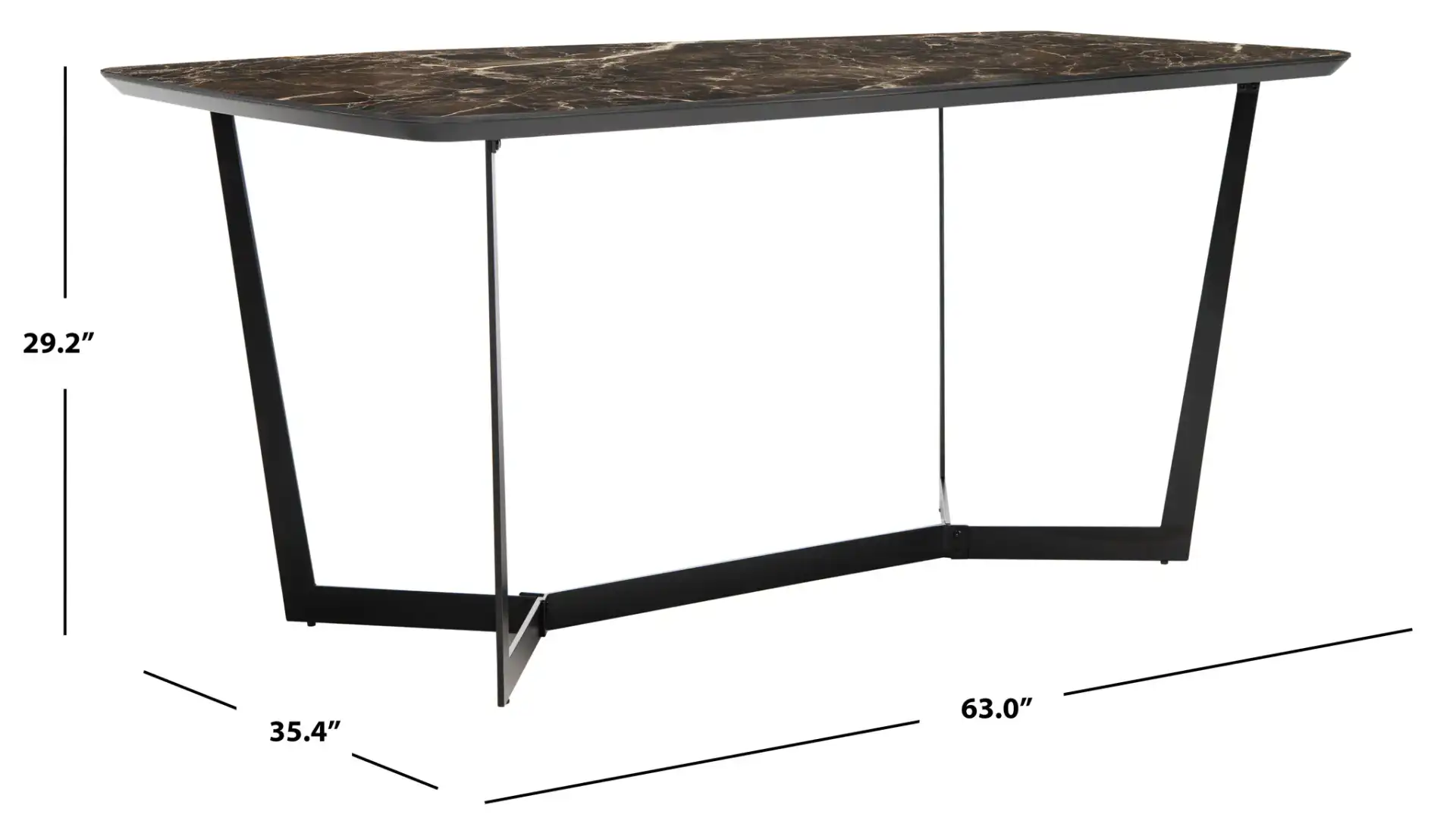 Britta Metal Dining Table in Black, detail view
