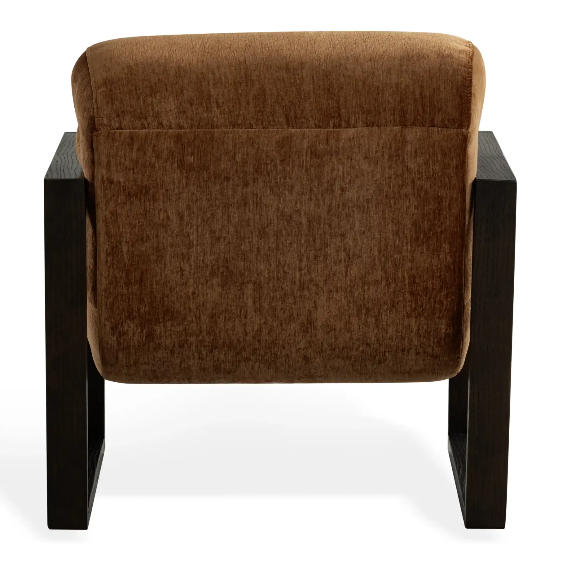 Kellibeth Velvet Lounge Chair in Burnt Orange / Dark Walnut, detail view