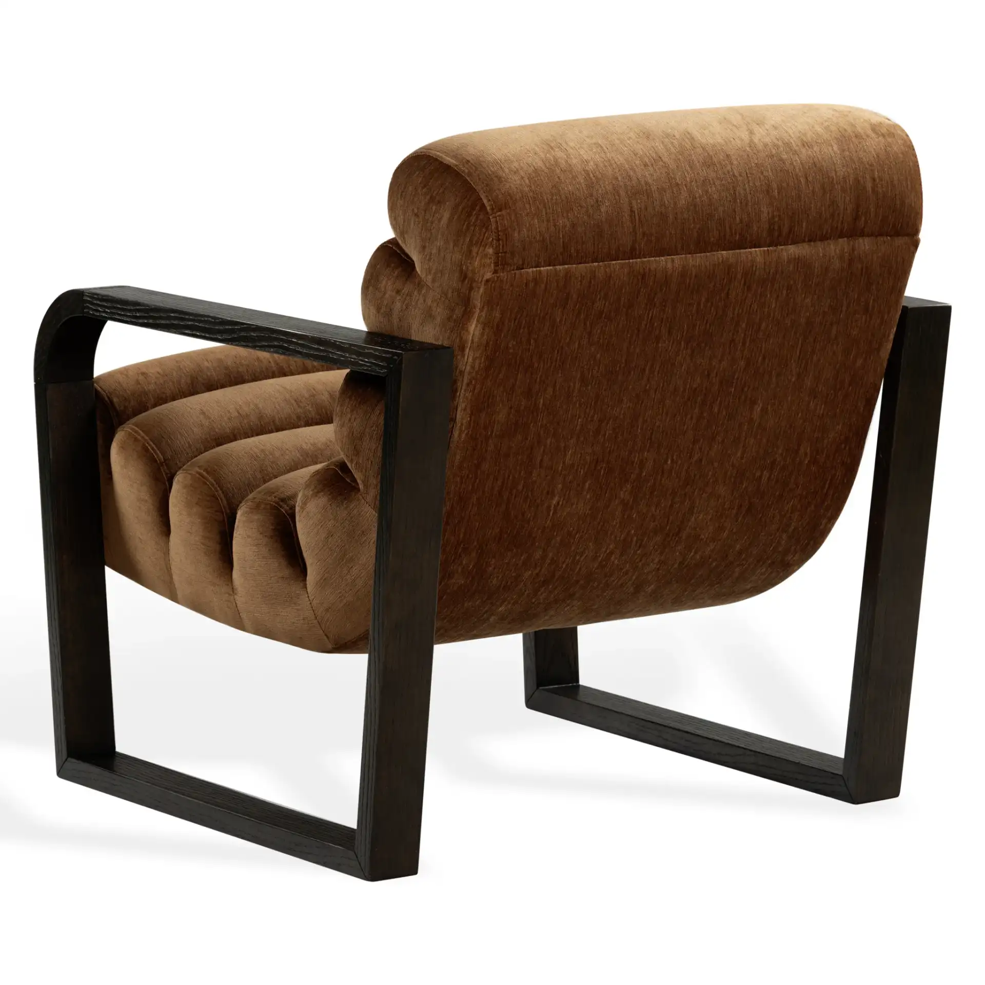 Kellibeth Velvet Lounge Chair in Burnt Orange / Dark Walnut, detail view