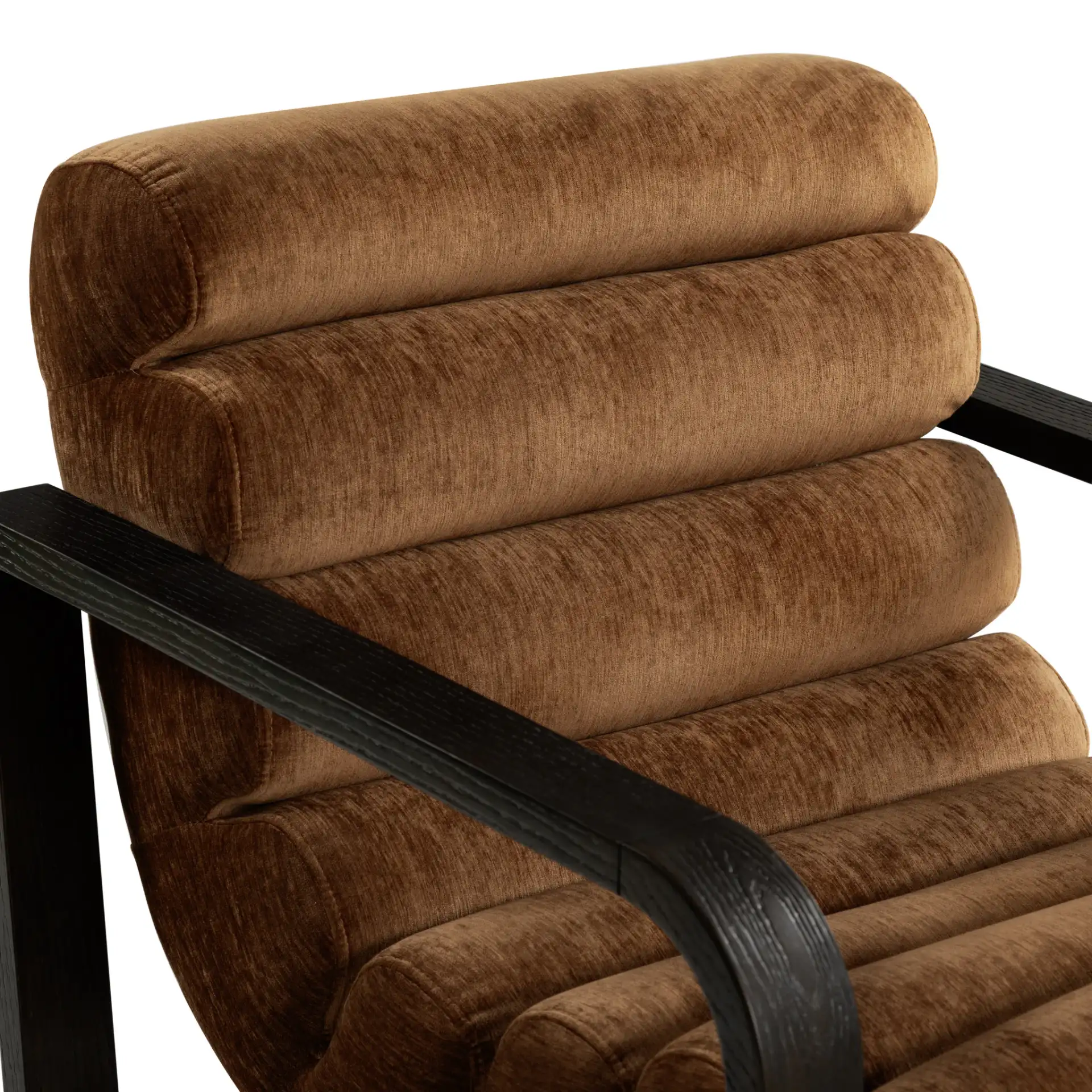 Kellibeth Velvet Lounge Chair in Burnt Orange / Dark Walnut in a styled room