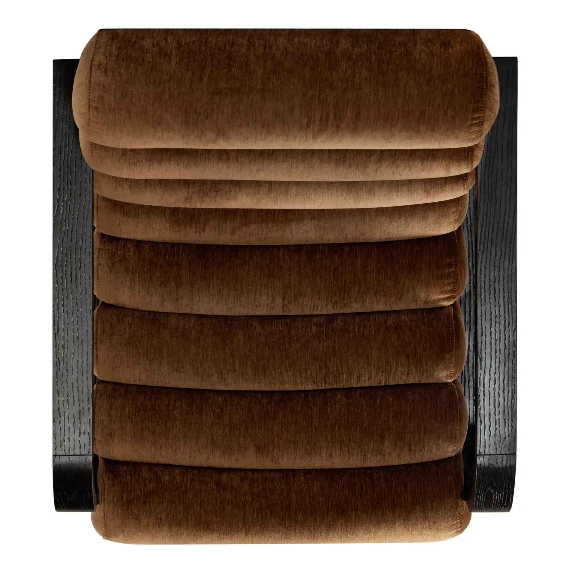 Kellibeth Velvet Lounge Chair in Burnt Orange / Dark Walnut, detail view