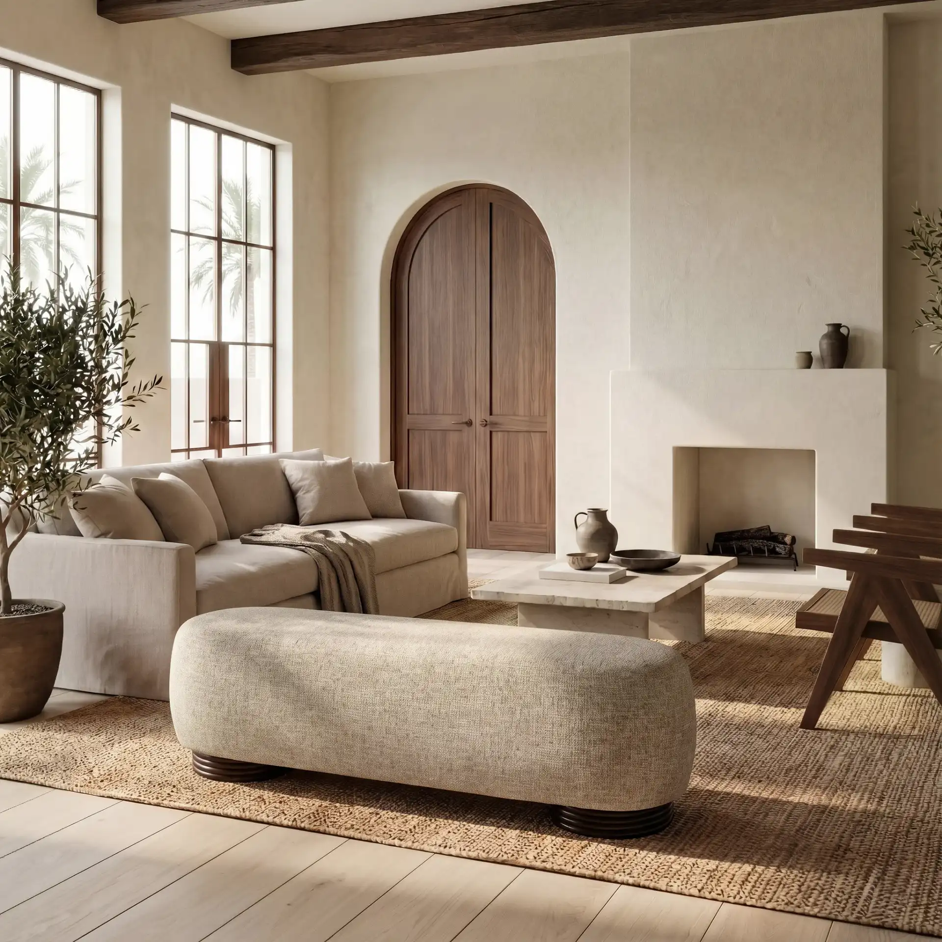 Macibrianna 60" Bench in Brown in a styled room