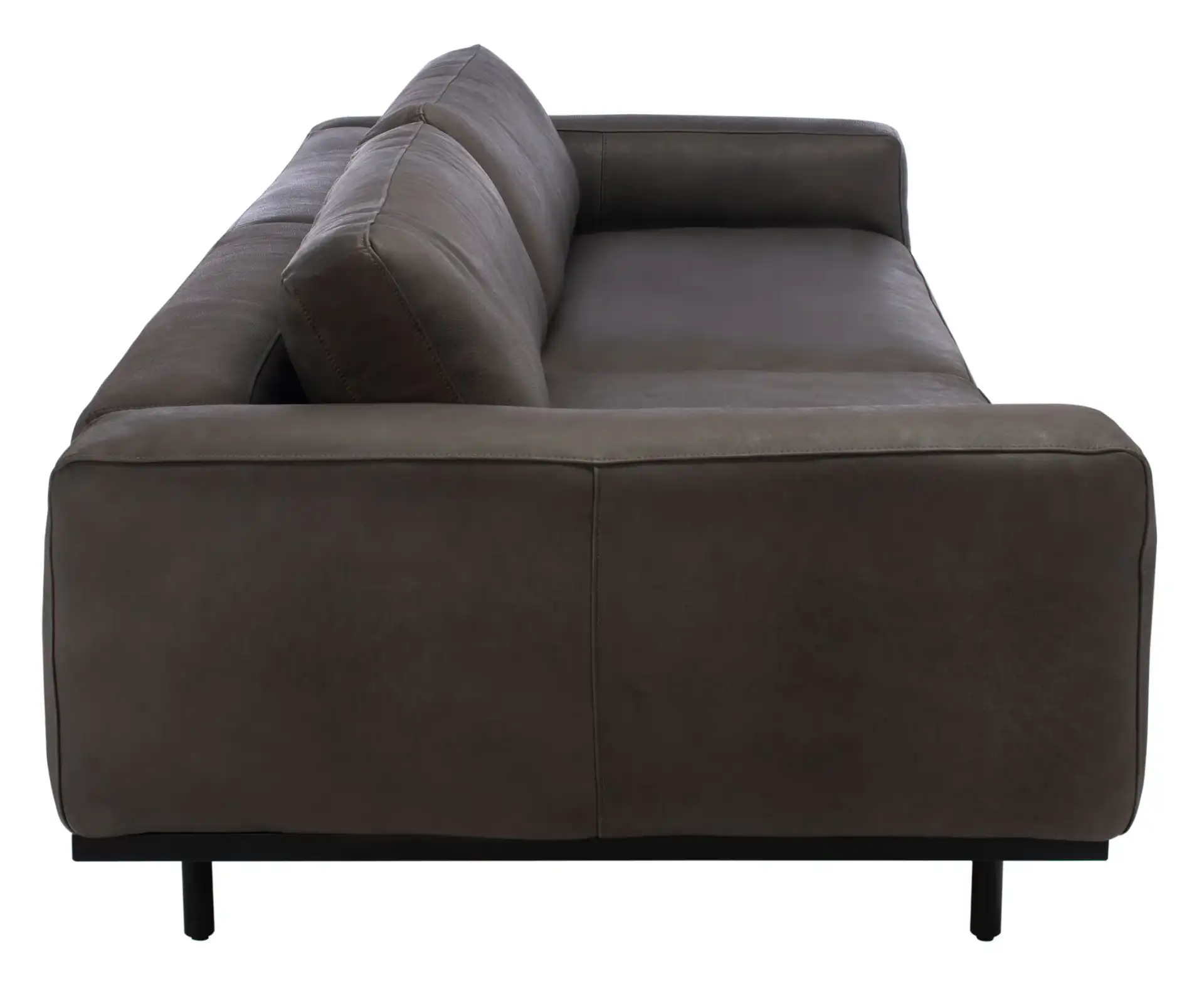 Elyssa Leather Sofa in Graphite, detail view