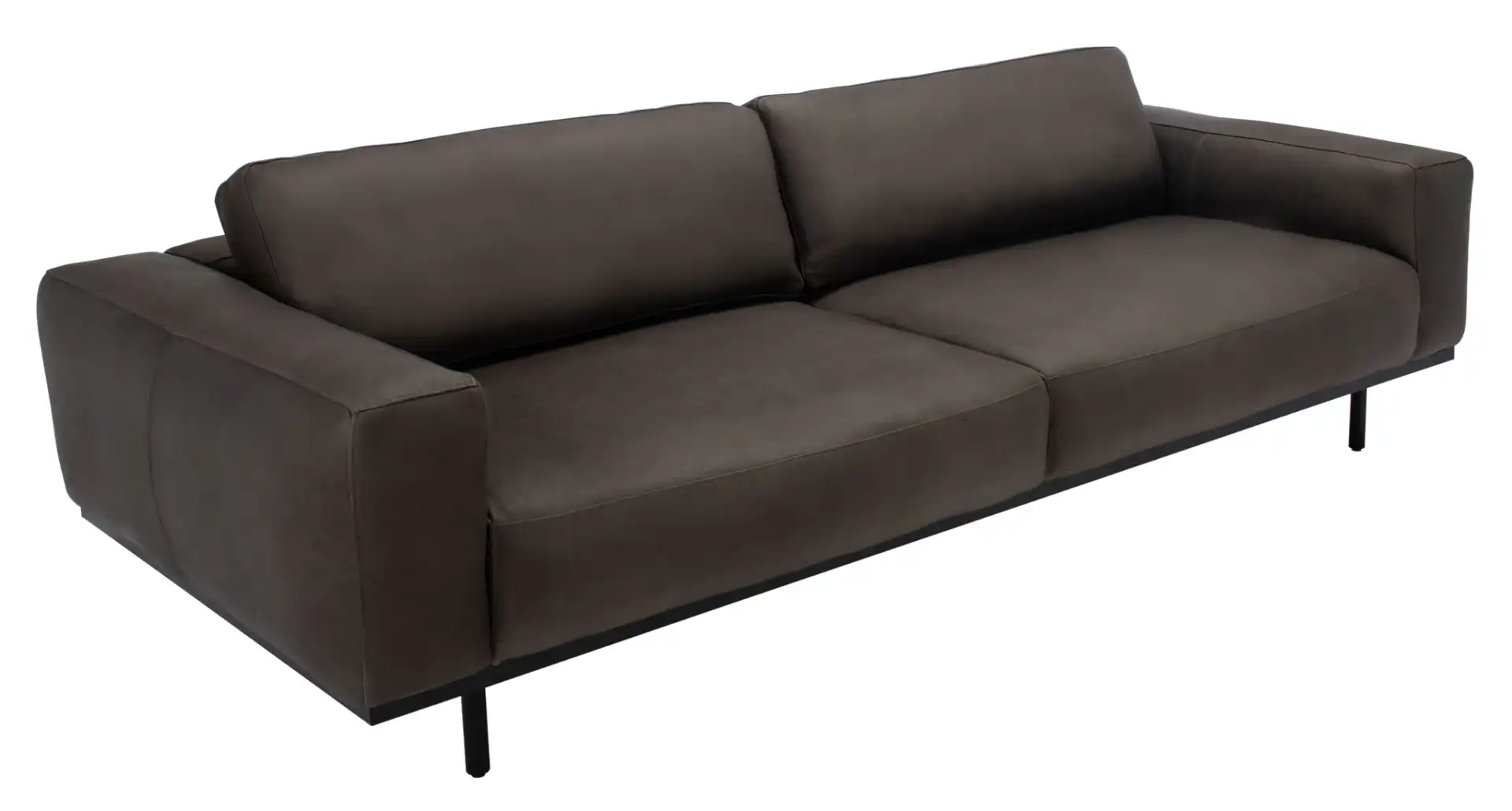 Elyssa Leather Sofa in Graphite, detail view