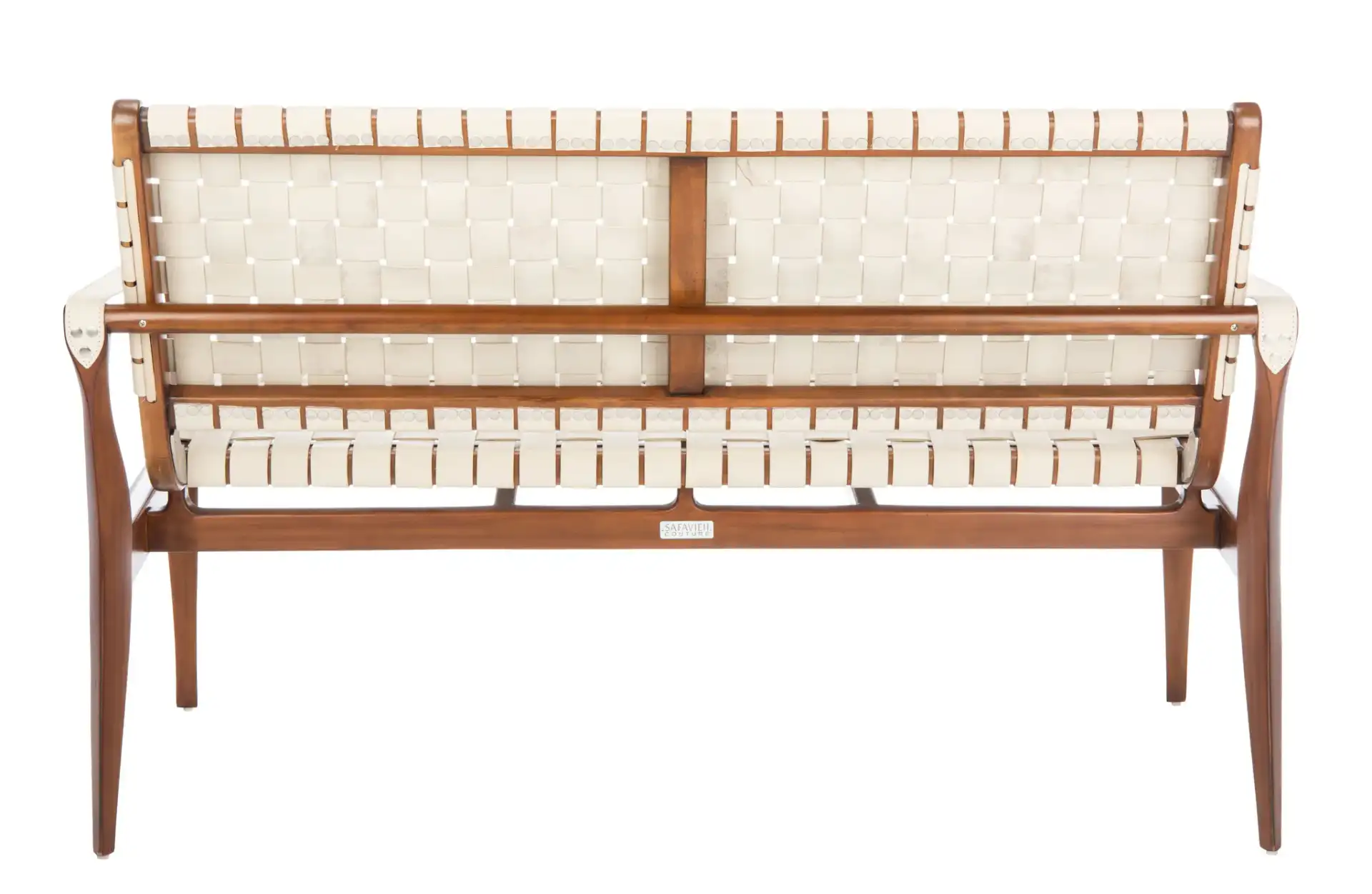 Dilan Leather Loveseat in White / Light Brown, detail view